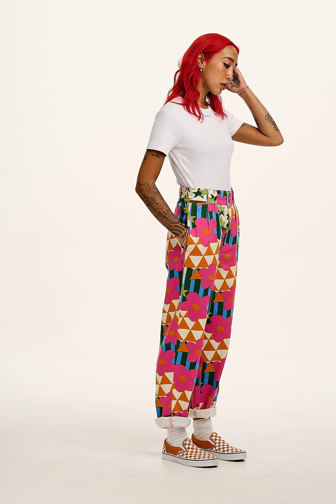 Addison - Cotton Jeans in Young at Heart Print
