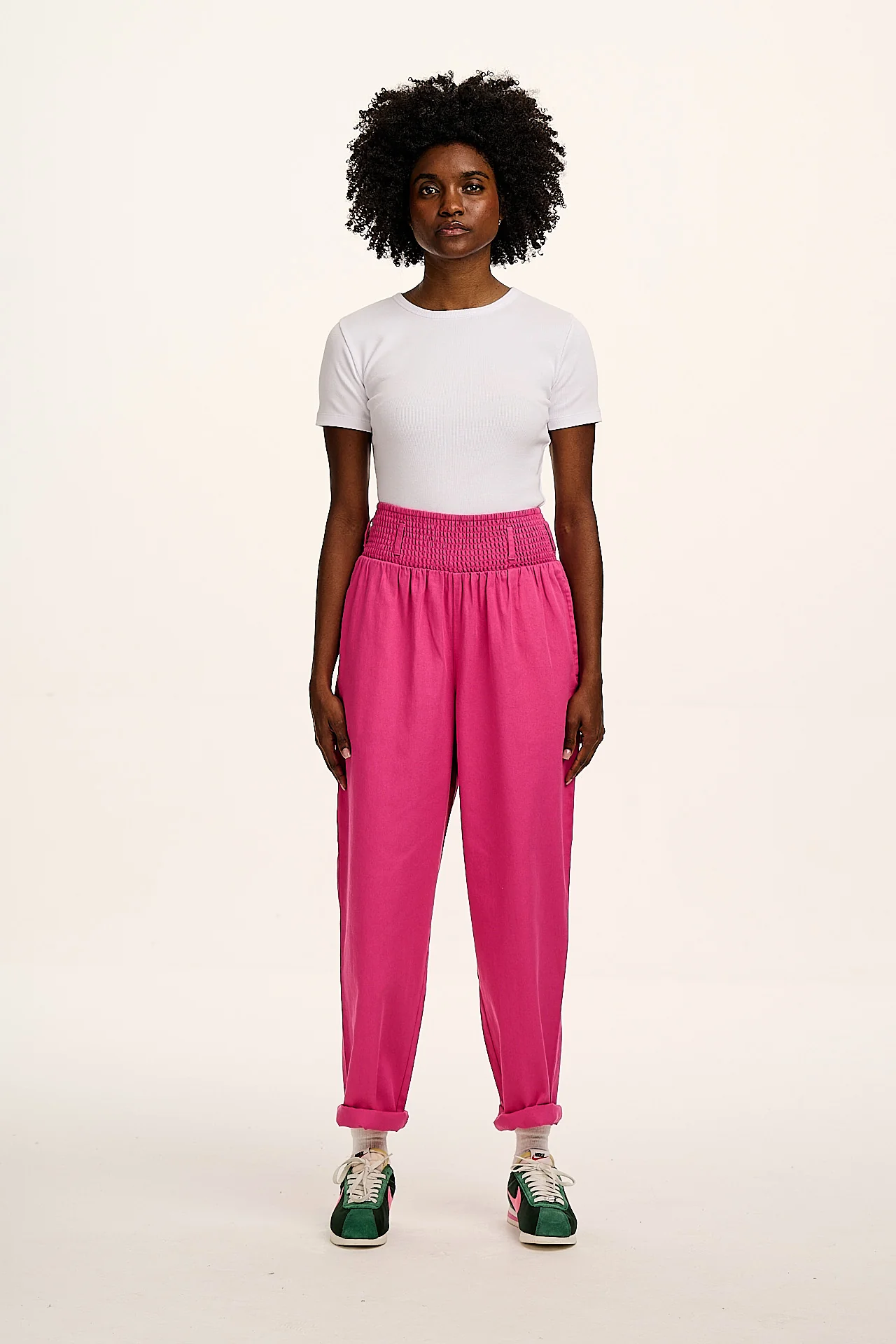 Alexa - Cotton Trousers in Mulberry Pink