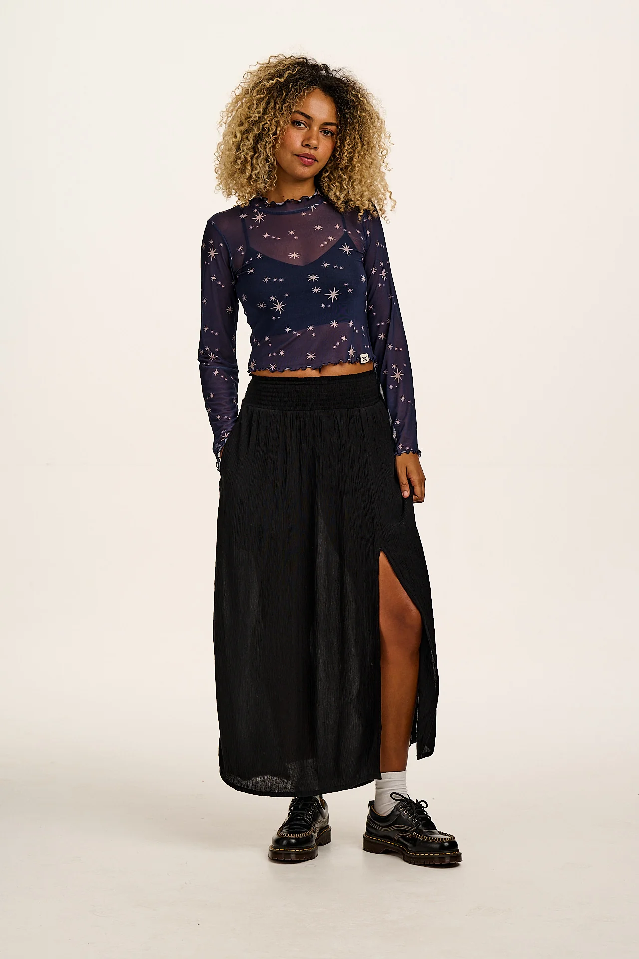 Poppy - Elasticated Waist Skirt in Black