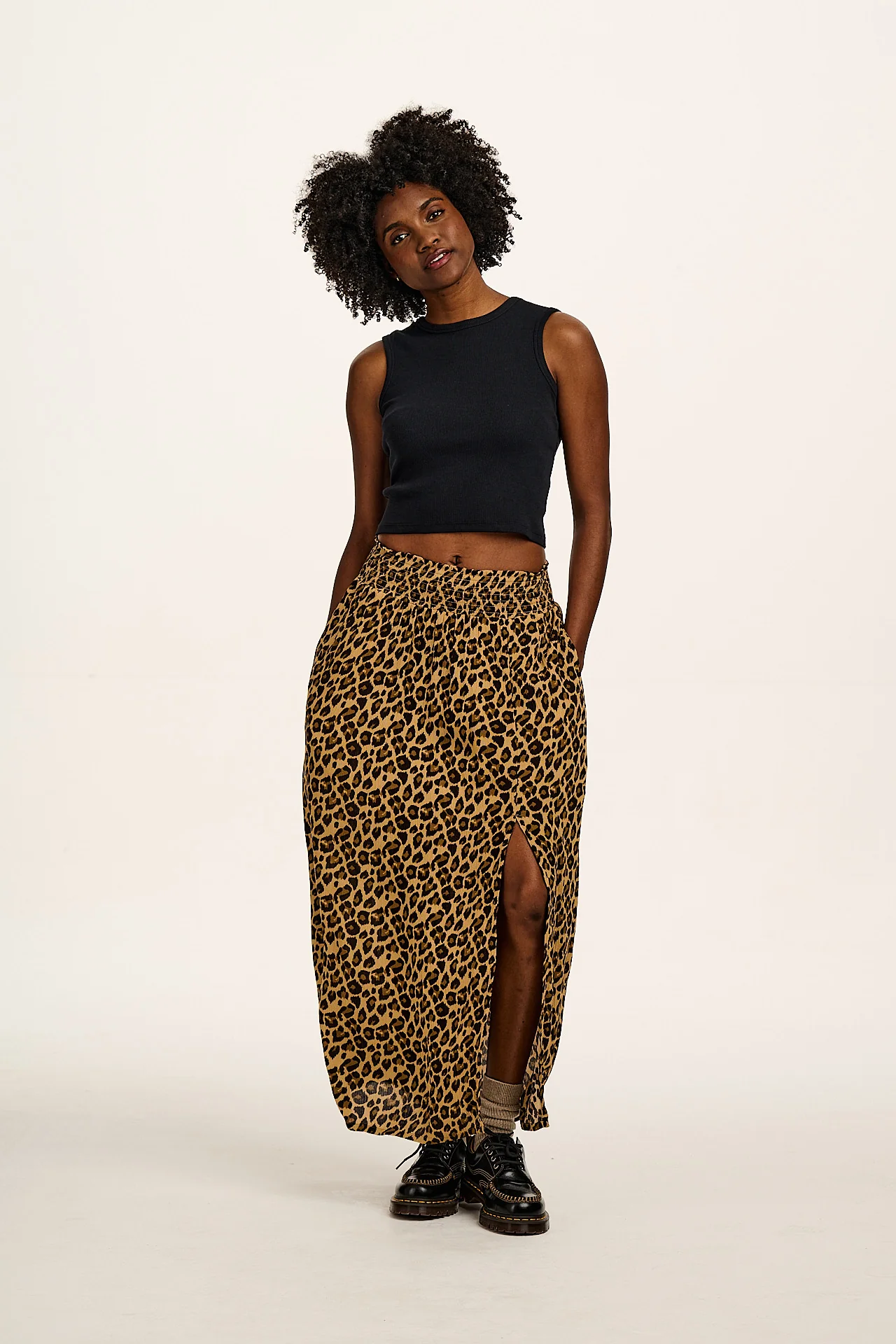 Poppy - Elasticated Waist Skirt in Leopard Print