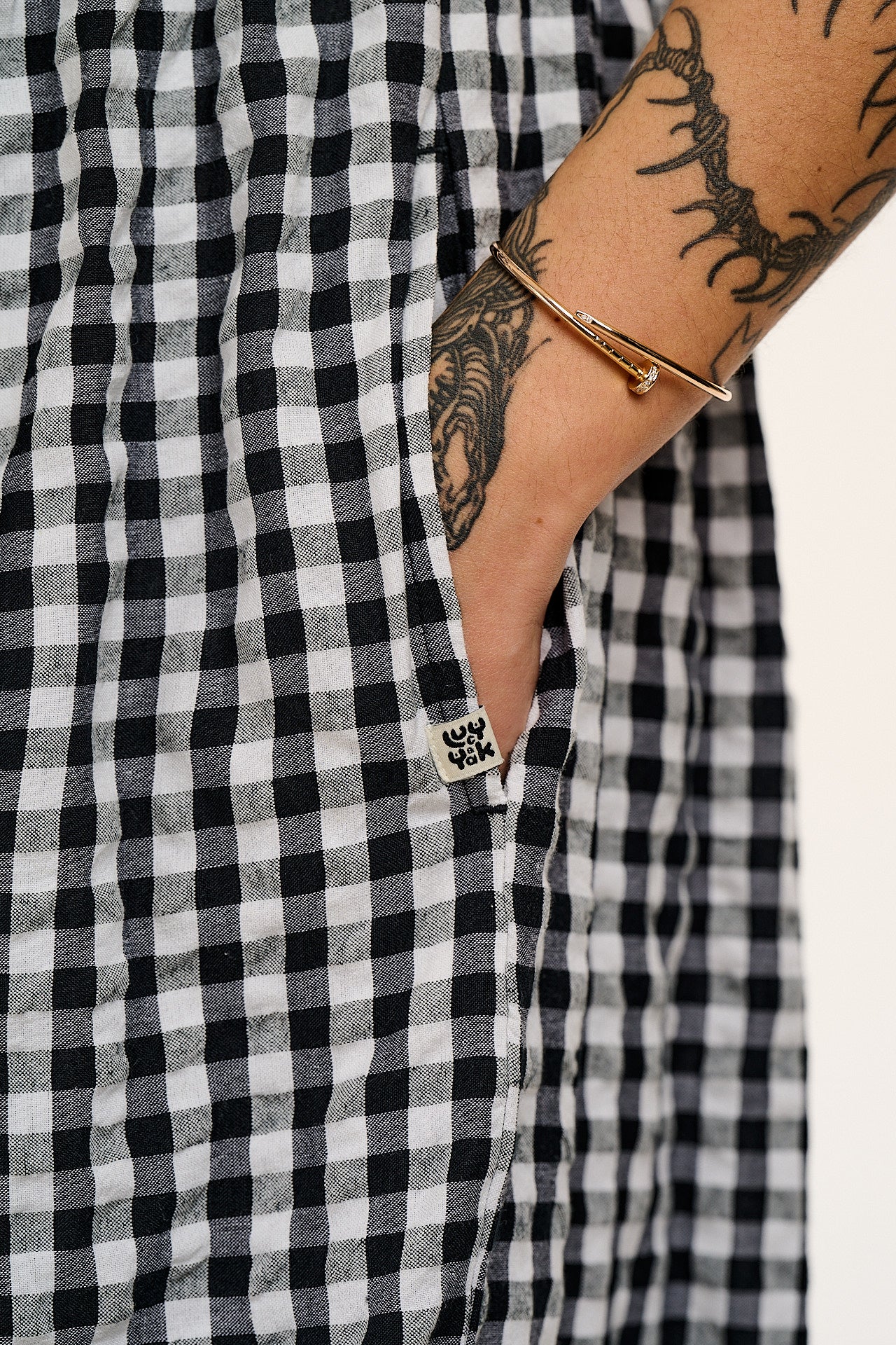 Bellamy - Wide Leg Cotton Jumpsuit in Black & White Gingham