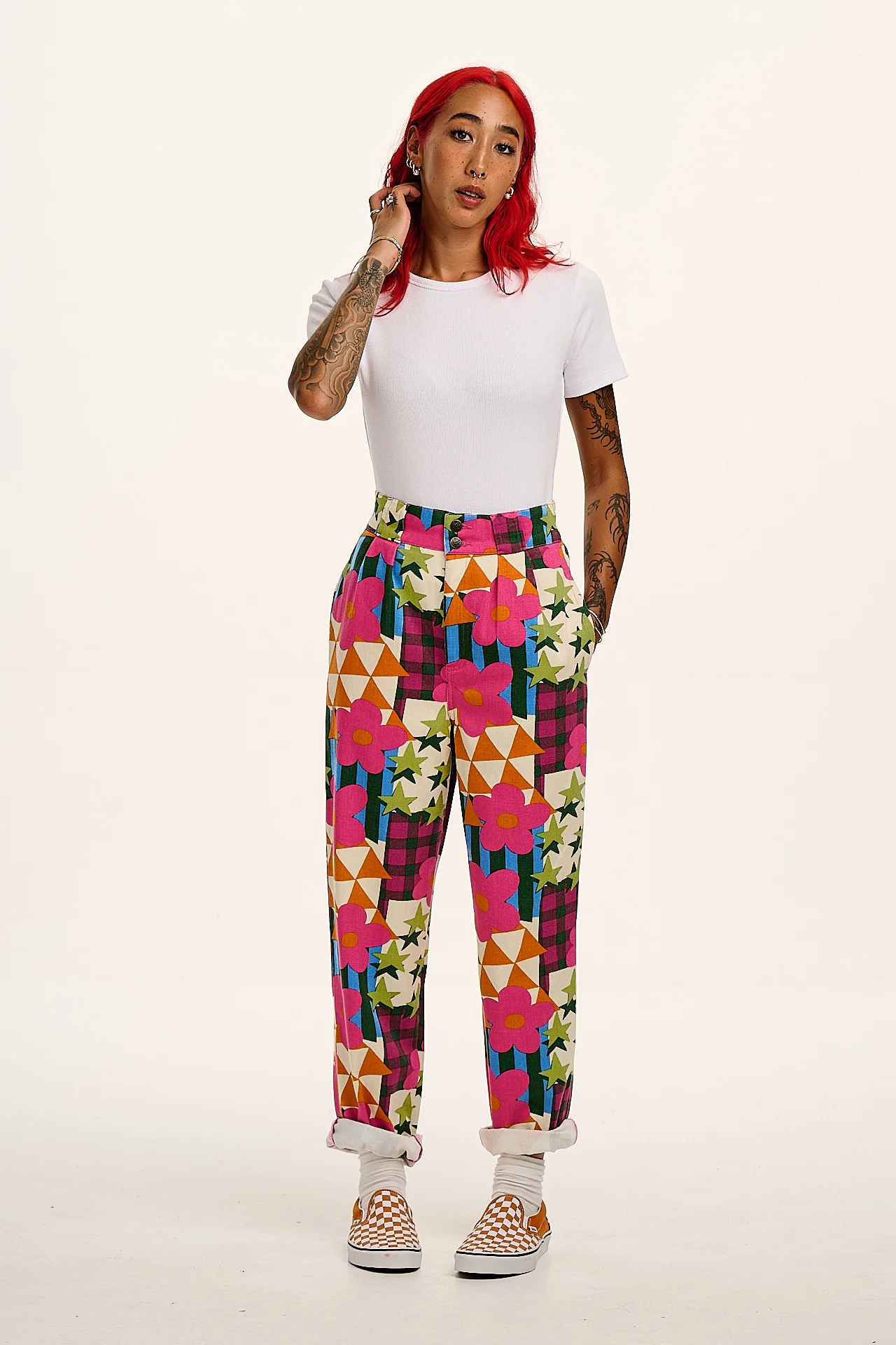 Addison - Cotton Jeans in Young at Heart Print
