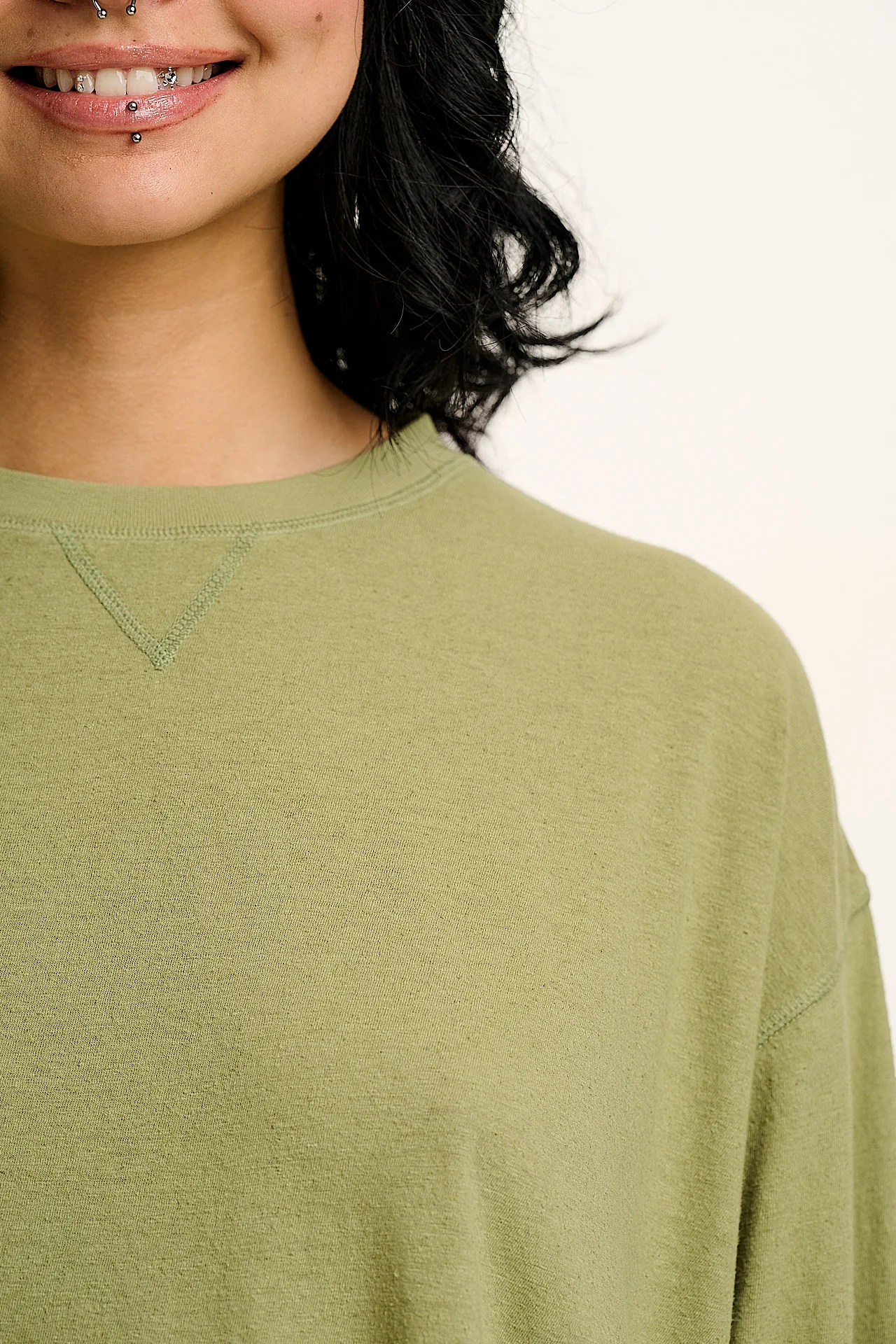 Murat - Long Sleeve Lightweight Cotton & Hemp Tee in Sage Green