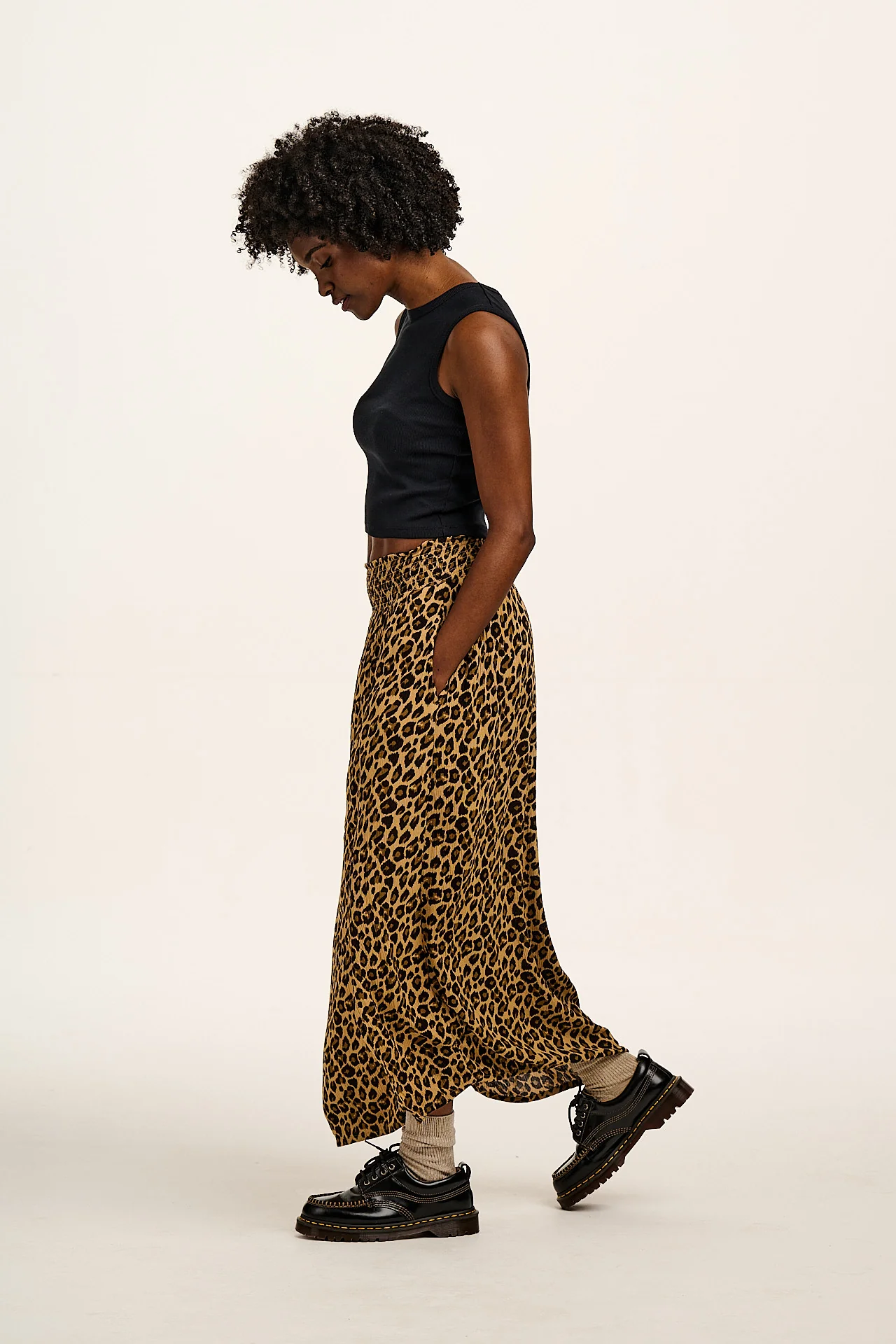 Poppy - Elasticated Waist Skirt in Leopard Print