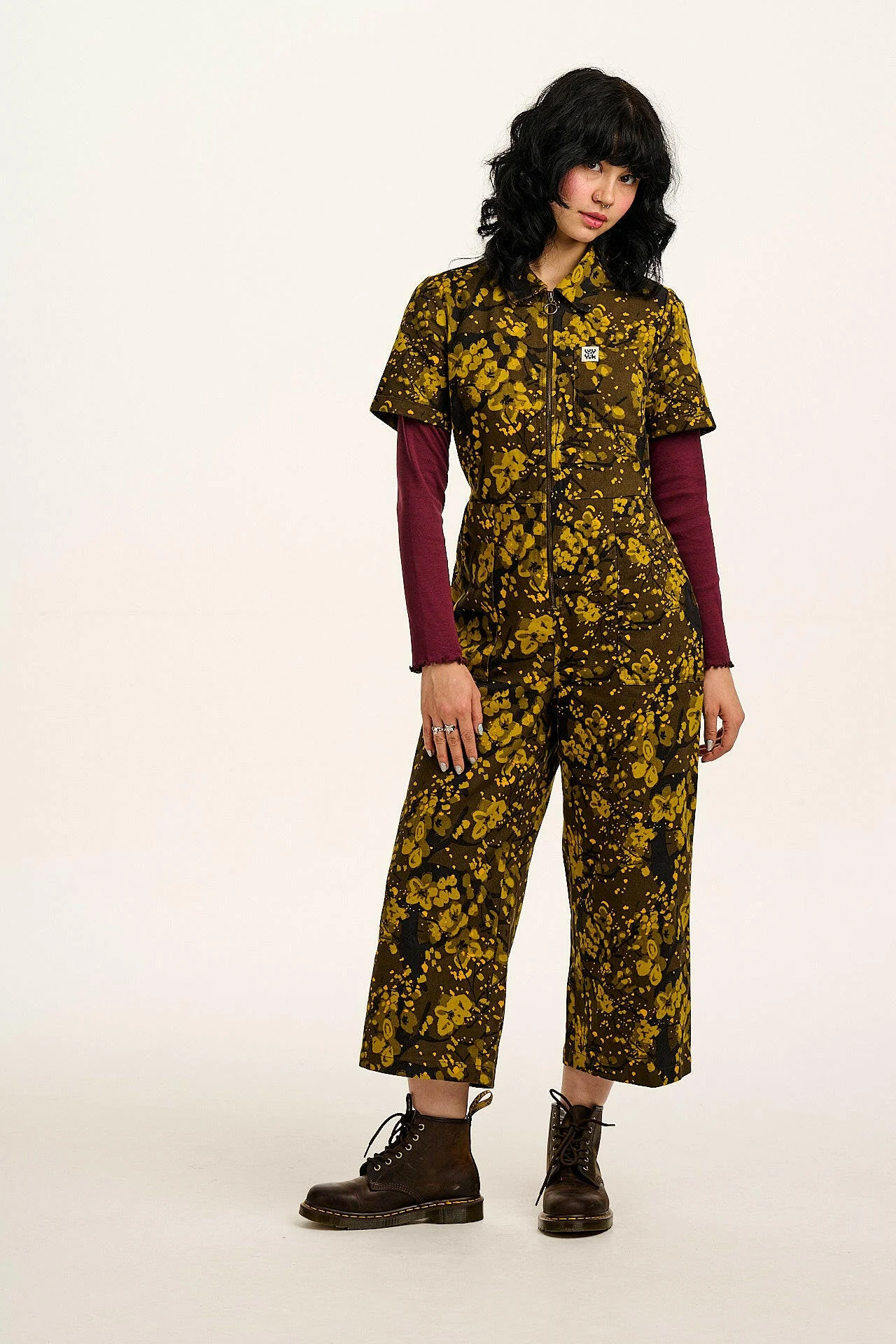 Ragan - Cotton Jumpsuit in Green Blossom Print