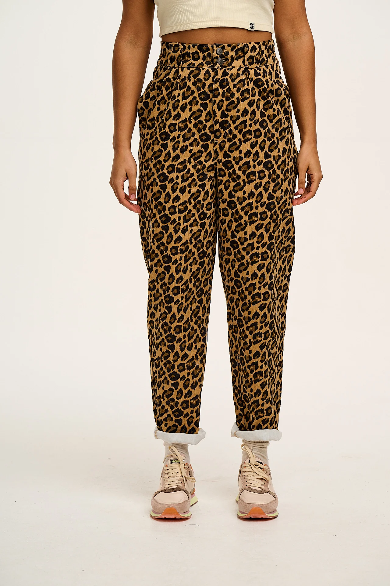 Addison - Cotton Jeans in Leopard Print