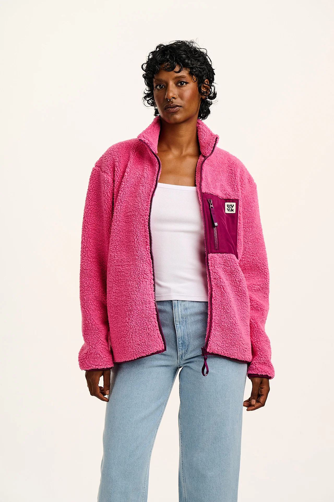 Harper - Borg Fleece Jacket in Pink