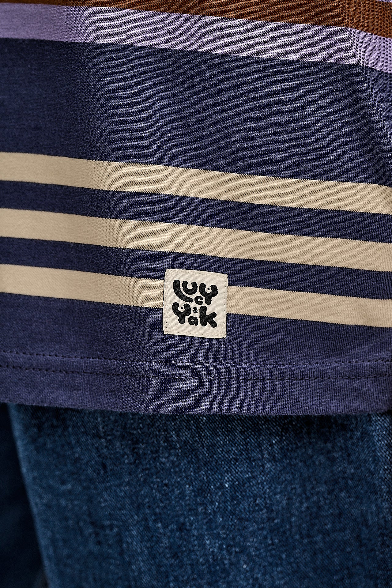 Benny - Oversized Cotton Tee in Blue Earthy Stripe