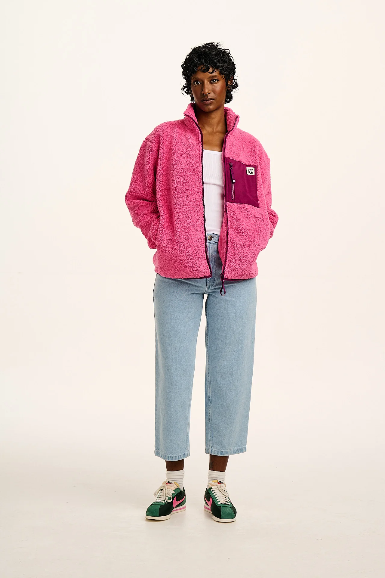 Harper - Borg Fleece Jacket in Pink