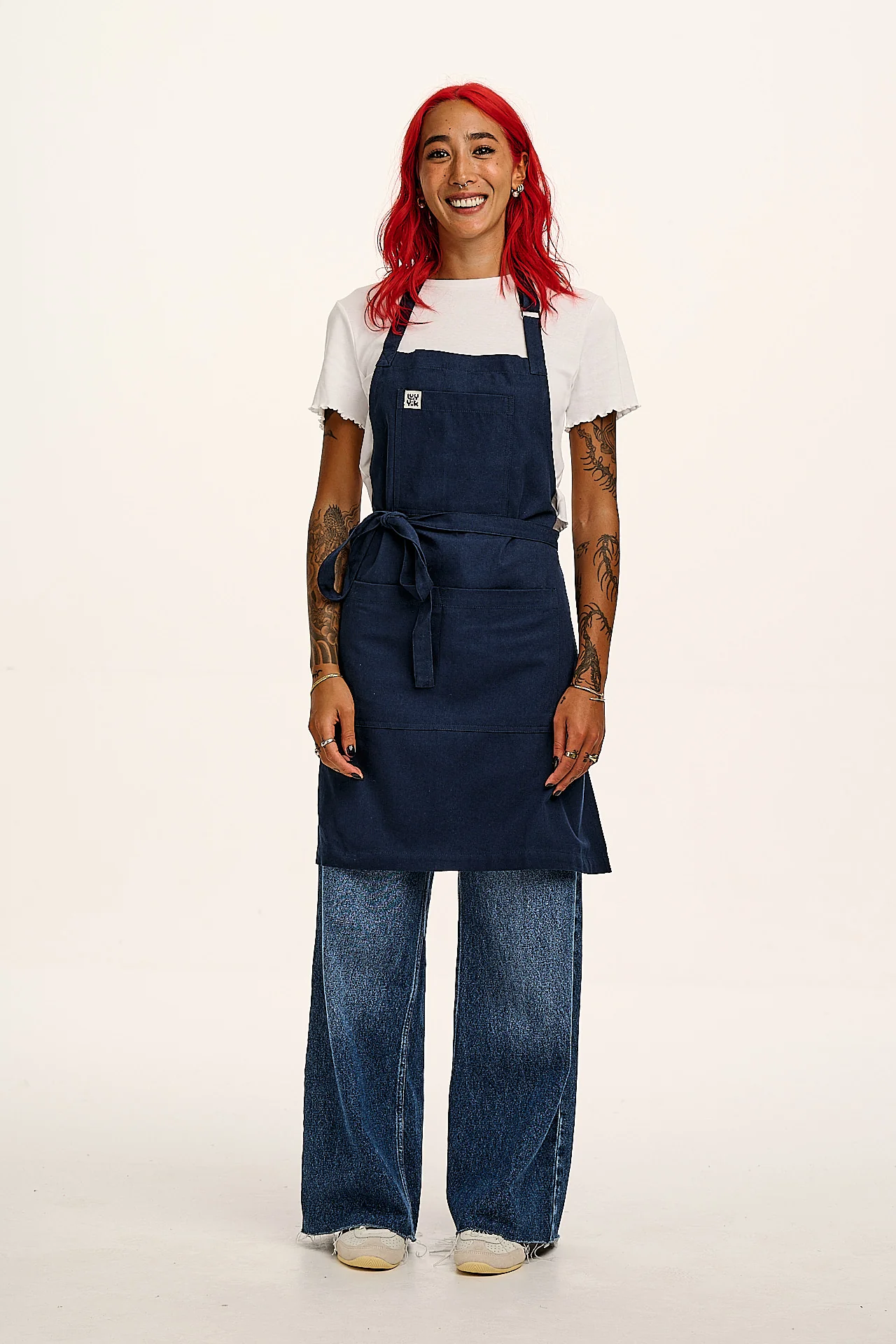 Ada - Midweight Cotton Apron in Navy Blue