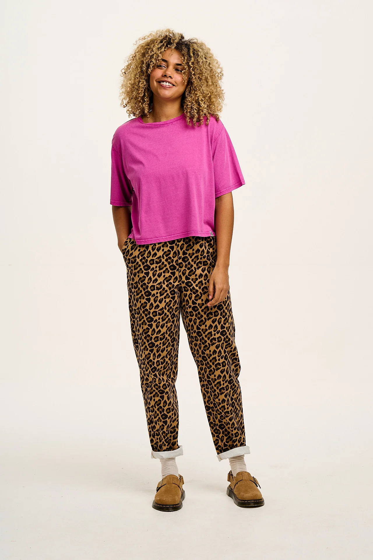 Addison - Cotton Jeans in Leopard Print