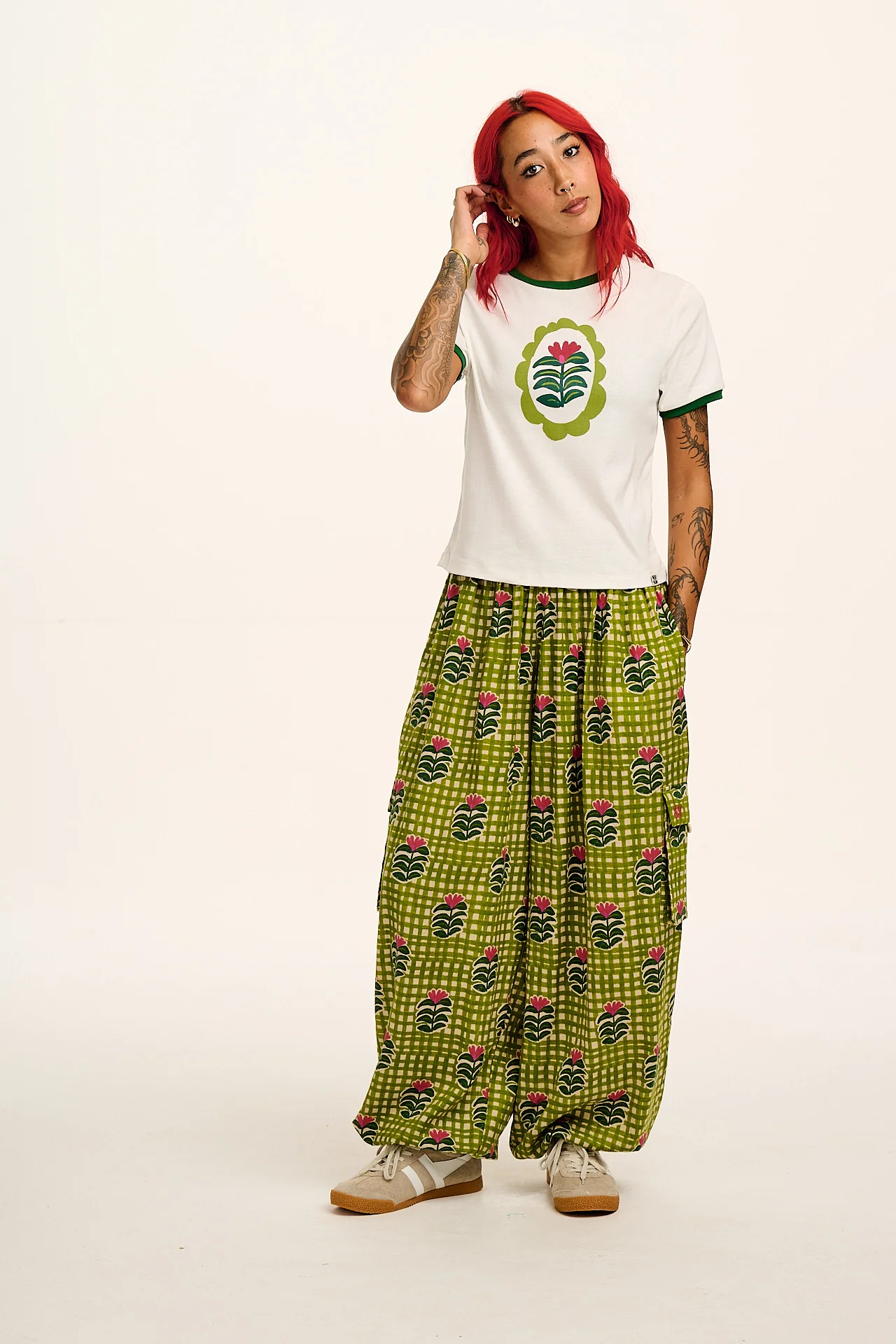 Maya - Cotton Tee in Flower Placement Print