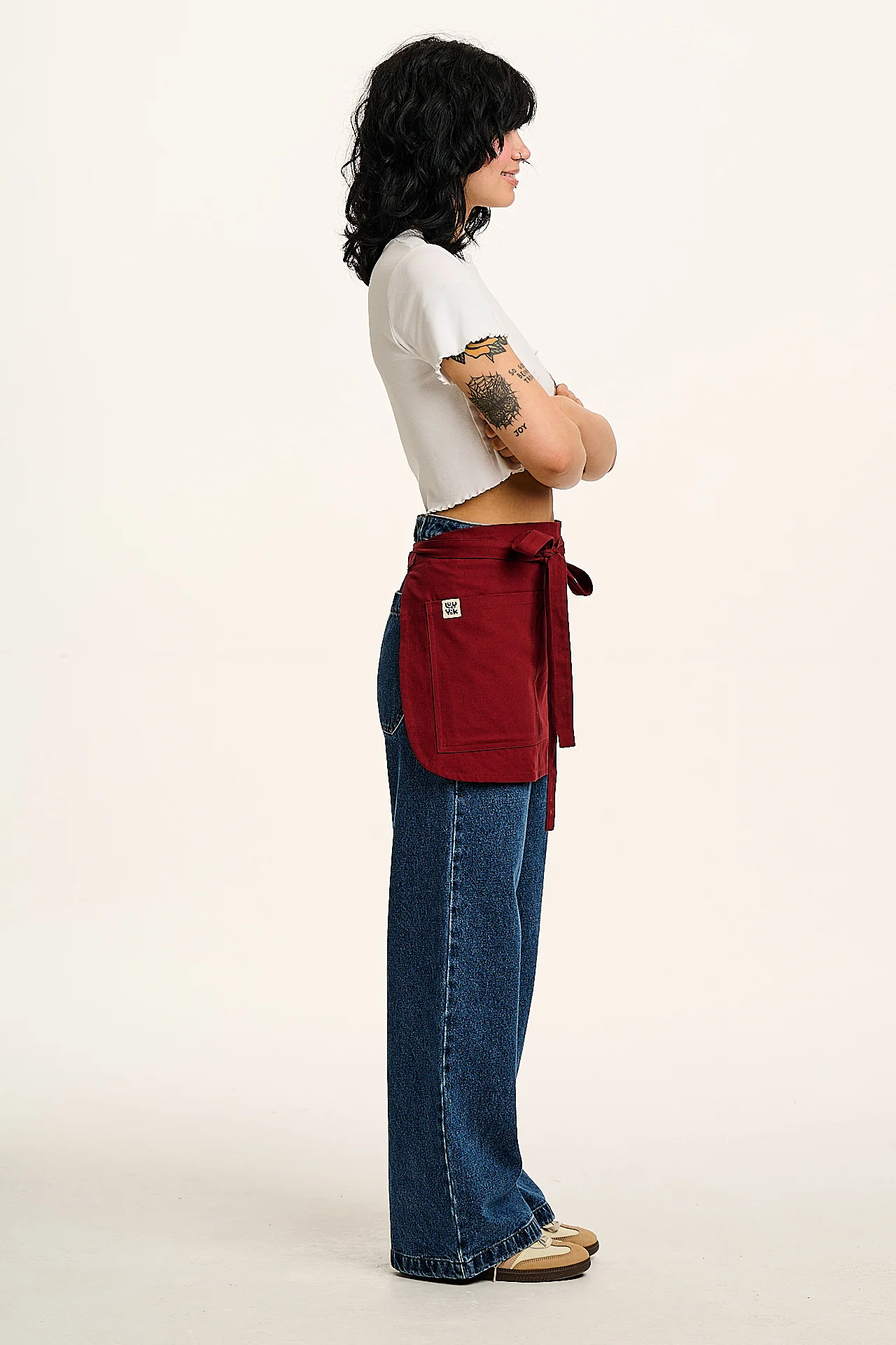 Millau - Midweight Cotton Waist Apron in Maroon