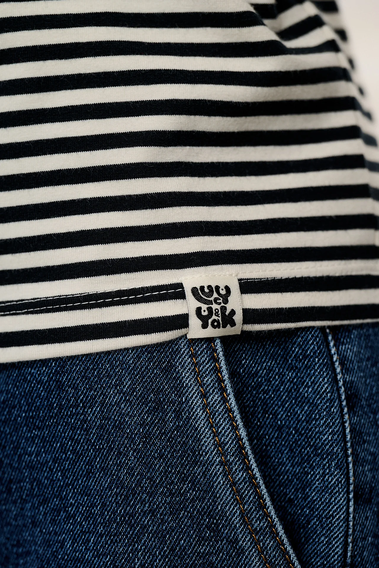 Rey - Long Sleeve Cotton Top in Black & White Stripe