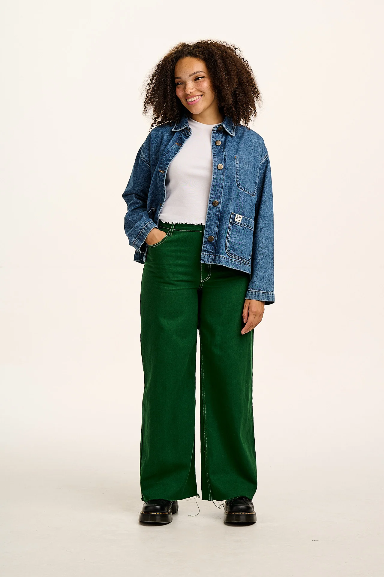 Connie - Denim Jacket in Mid Wash Blue