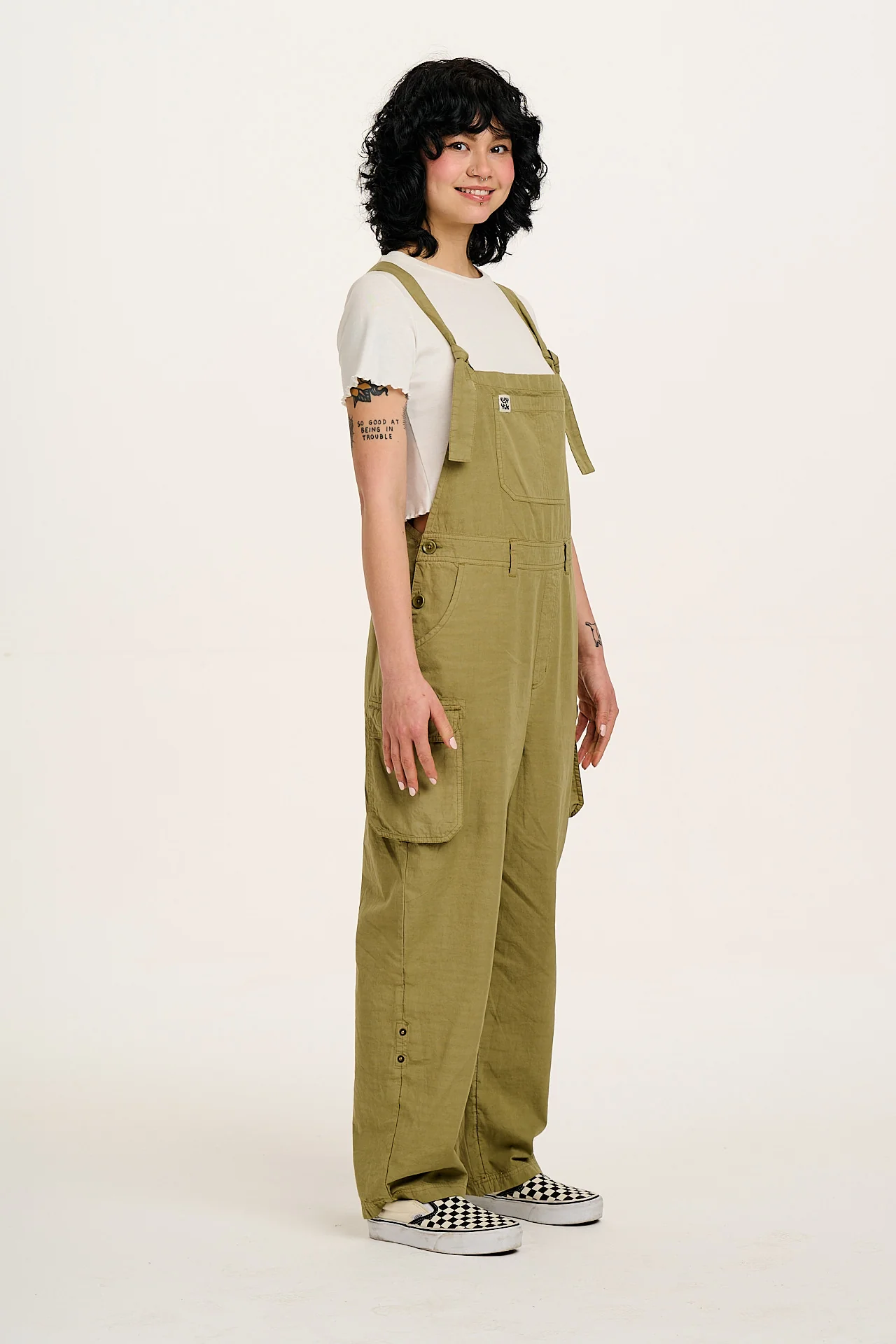 Colorado - Cotton Cargo Dungarees in Herb Garden Green
