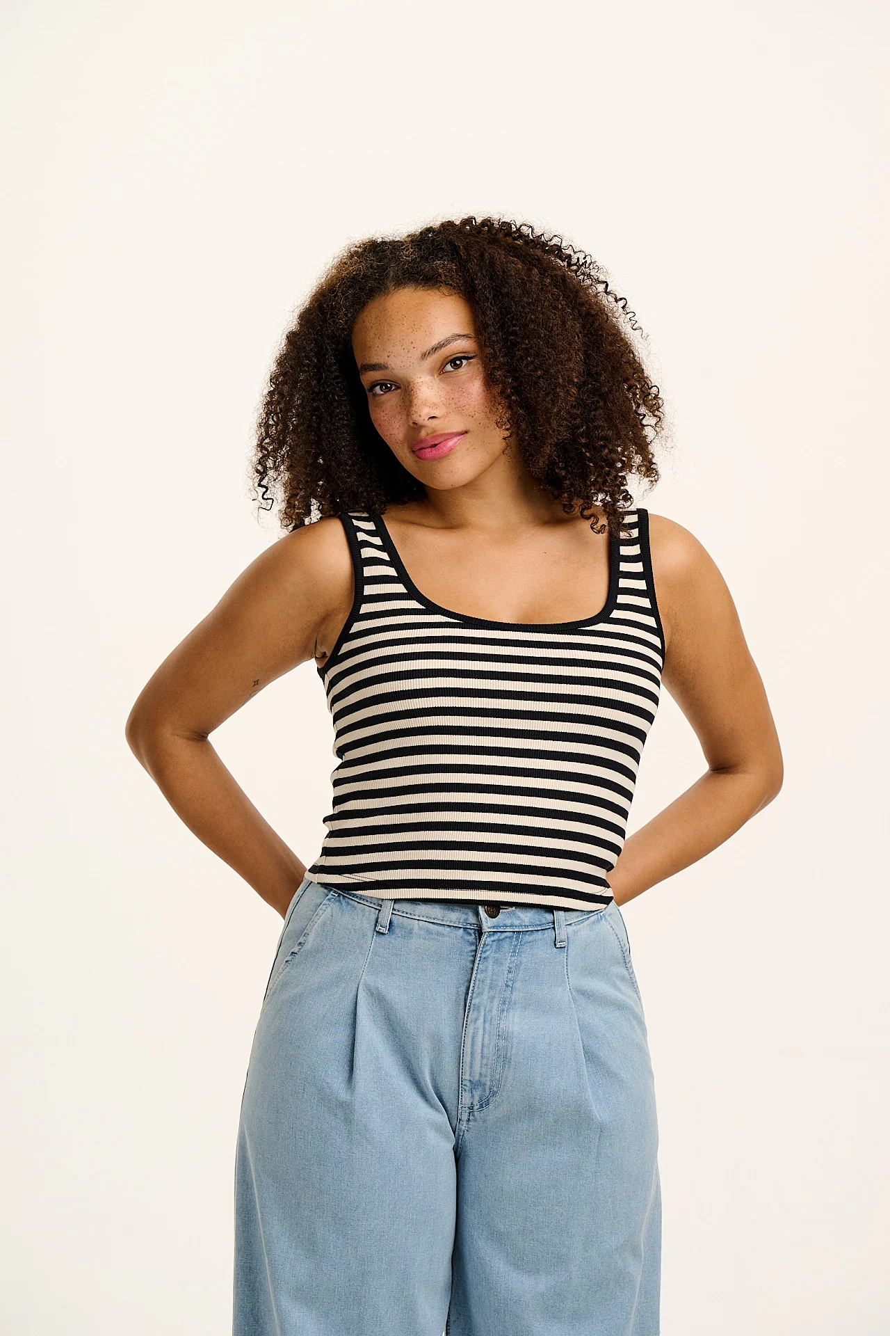 Eden - Vest in Black & White Stripe