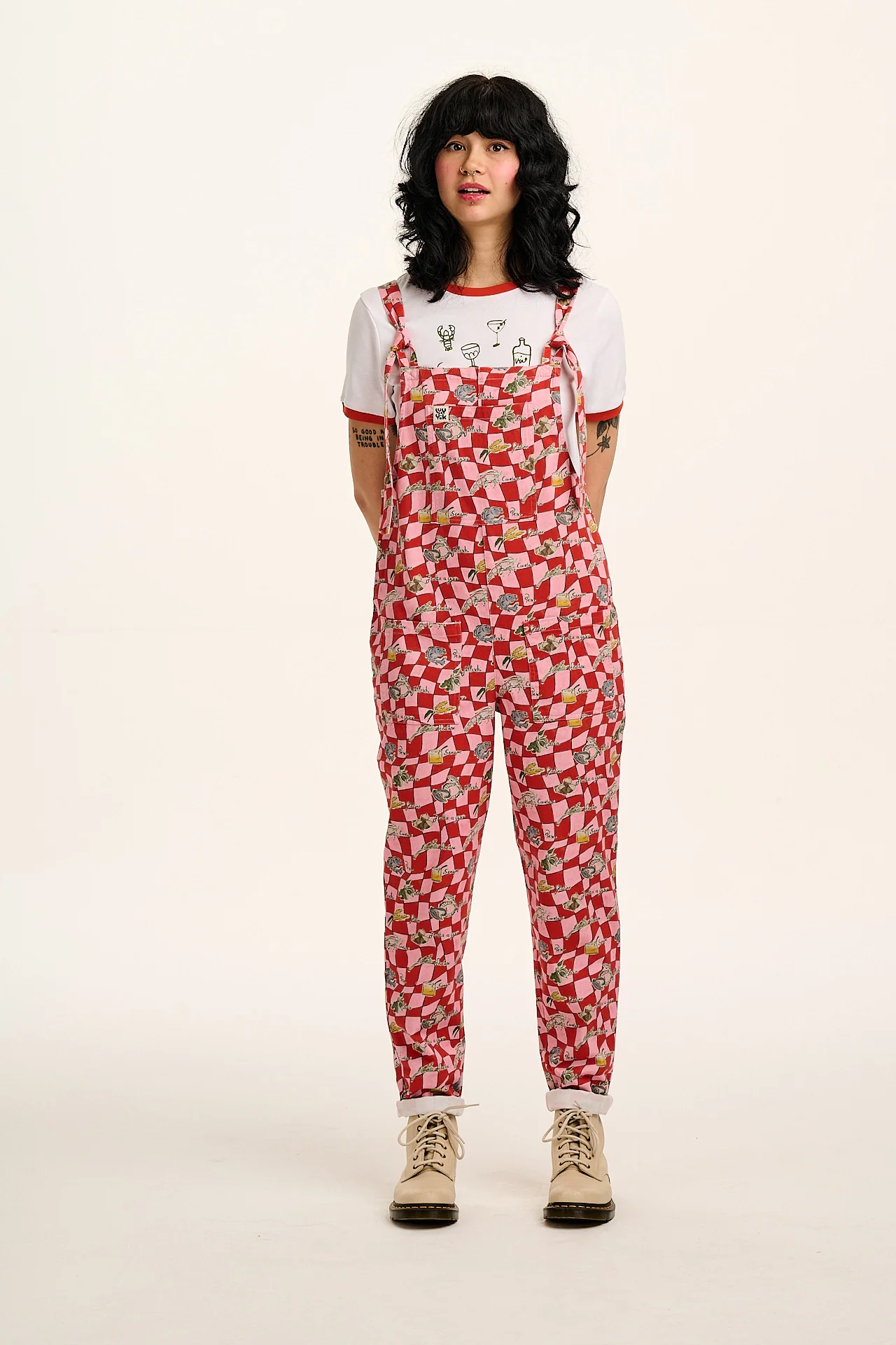 Original - Cotton Dungarees in Pink & Red Sorrento Print