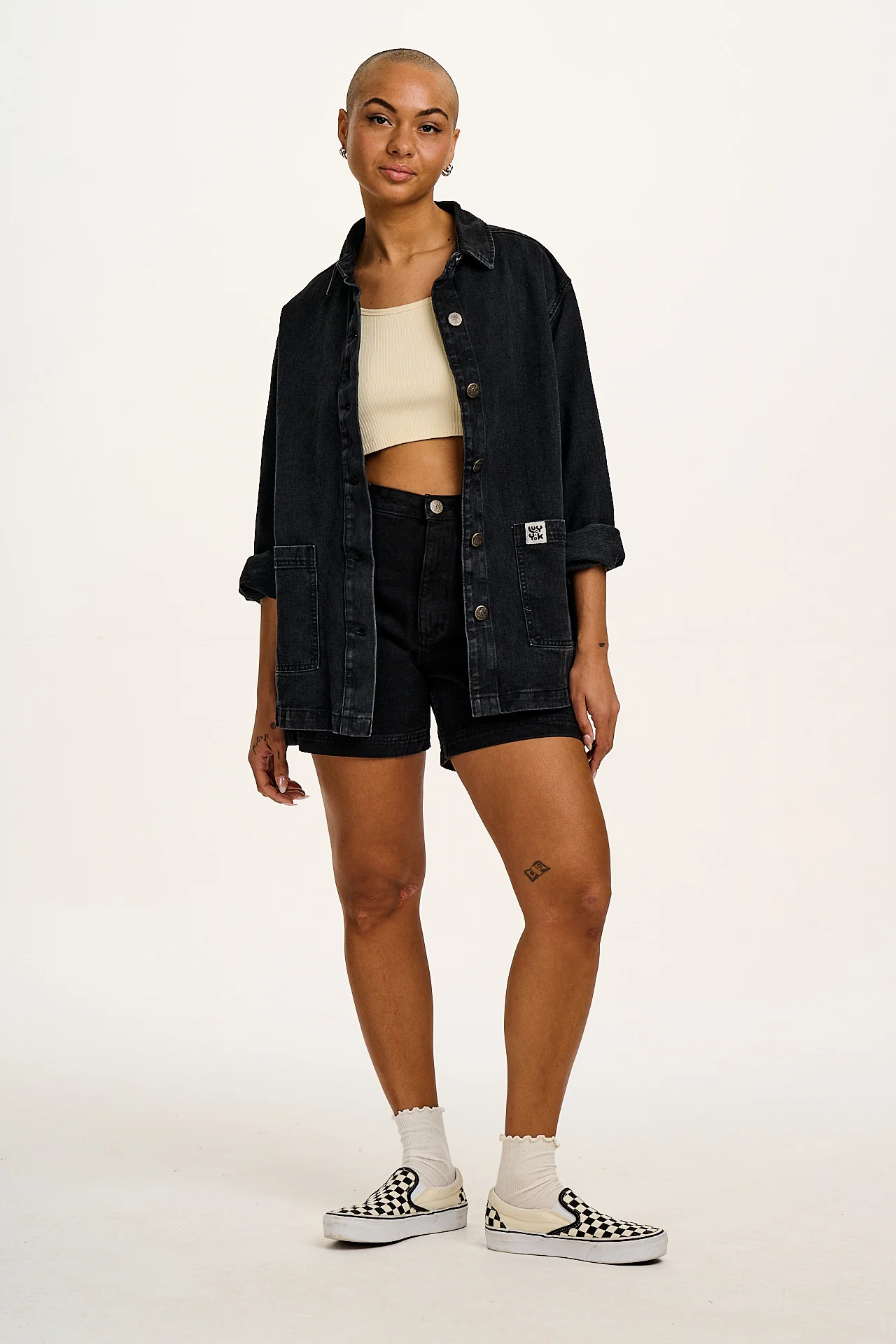 Olly - Denim Jacket in Washed Black