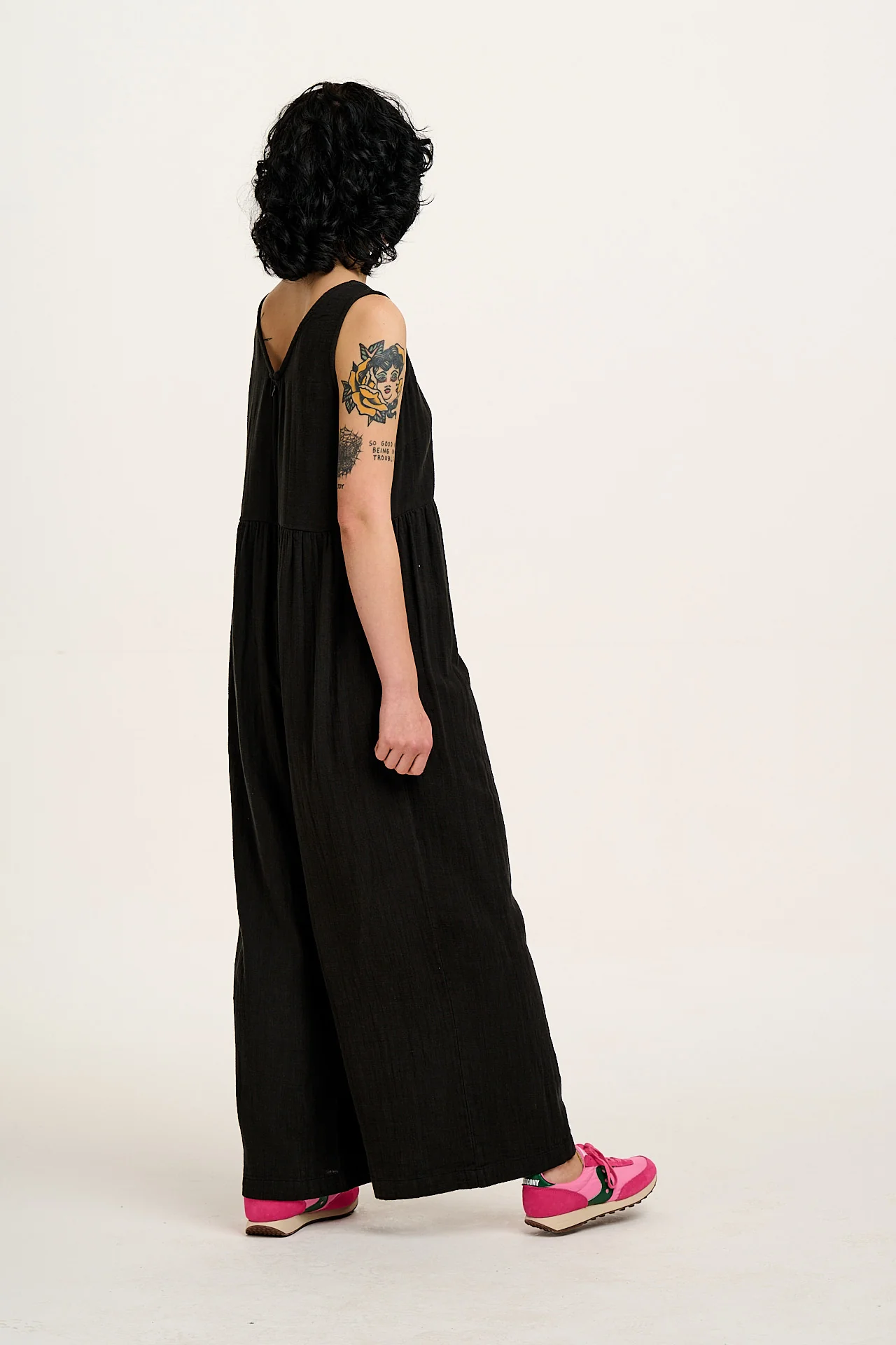 Bellamy - Wide Leg Cotton Jumpsuit in Black