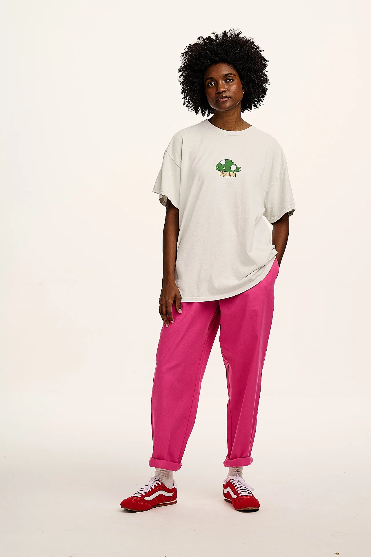 Alexa - Cotton Trousers in Mulberry Pink