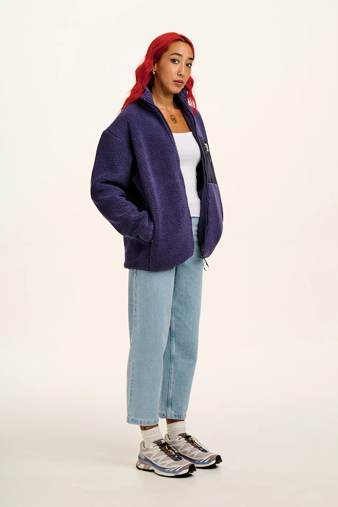 Harper - Borg Fleece Jacket in Blueberry