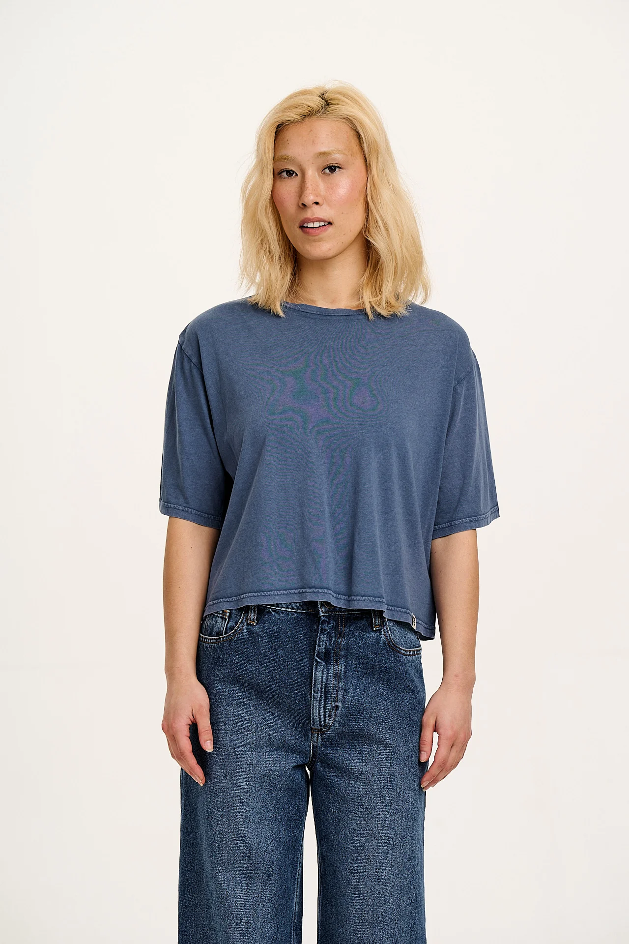 Zayla - Cropped Boxy Tee in Vintage Indigo