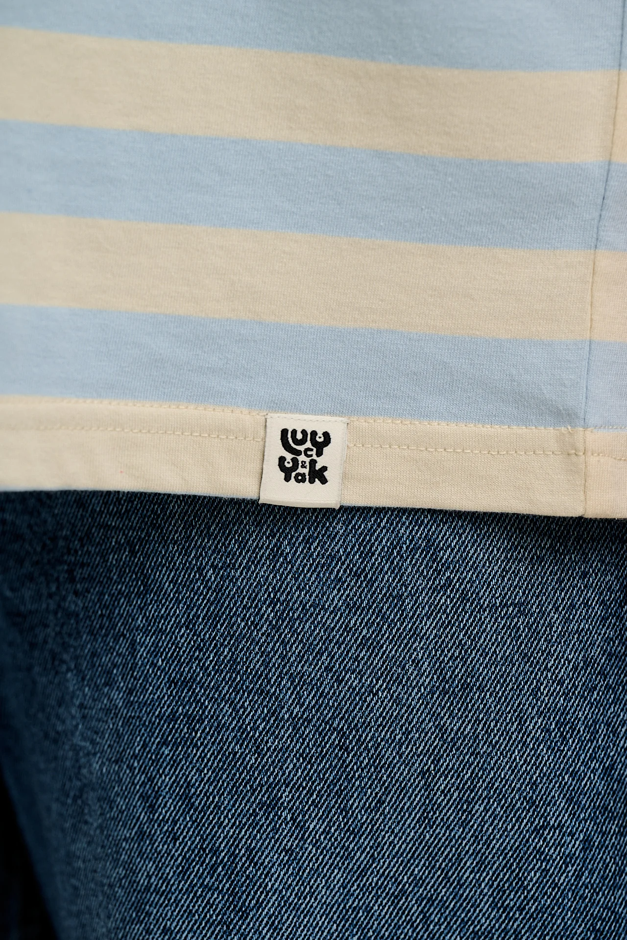 Benny - Oversized Cotton Tee in White & Blue Stripe