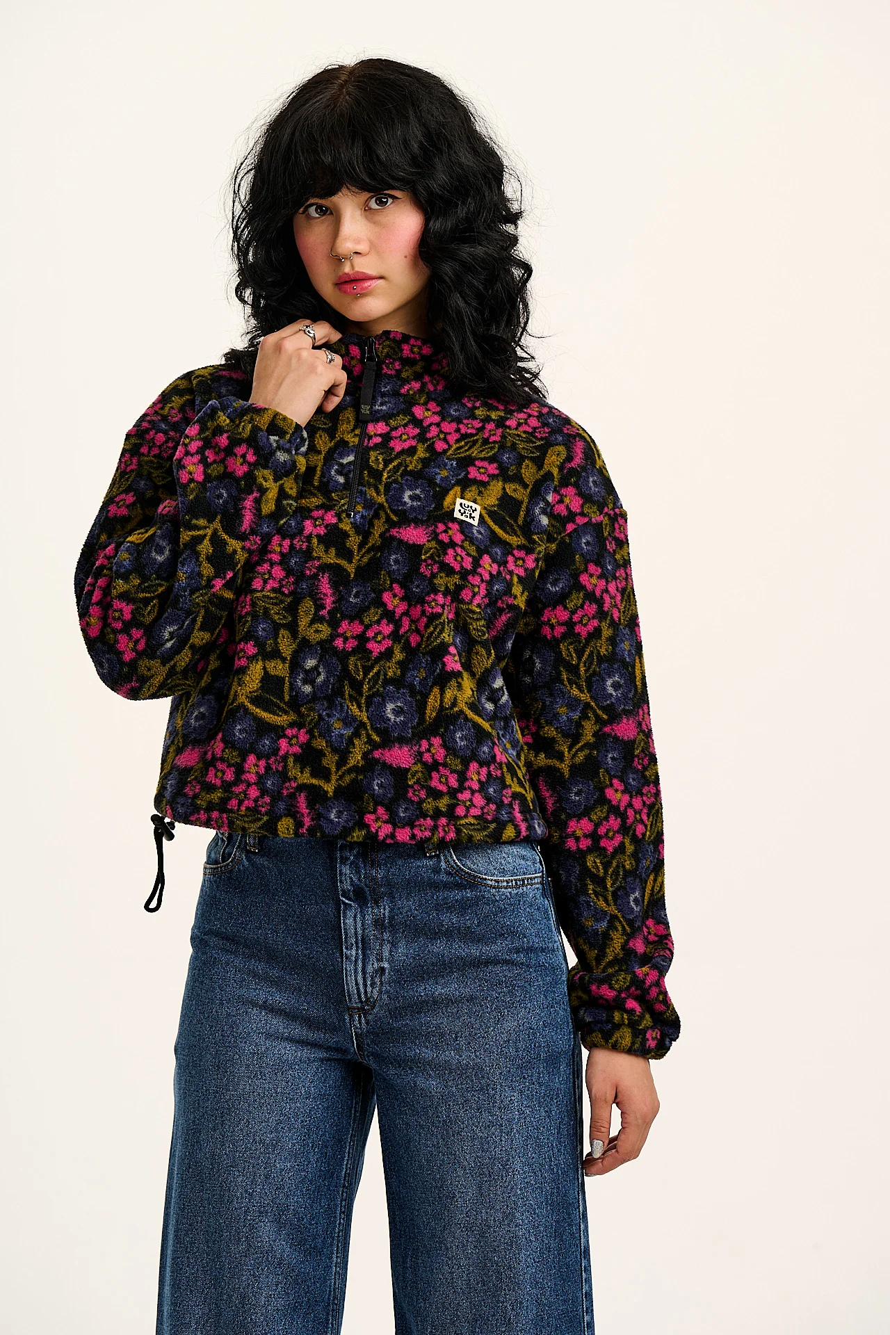 Blake - Cropped Fleece in Grunge Ditsy Floral