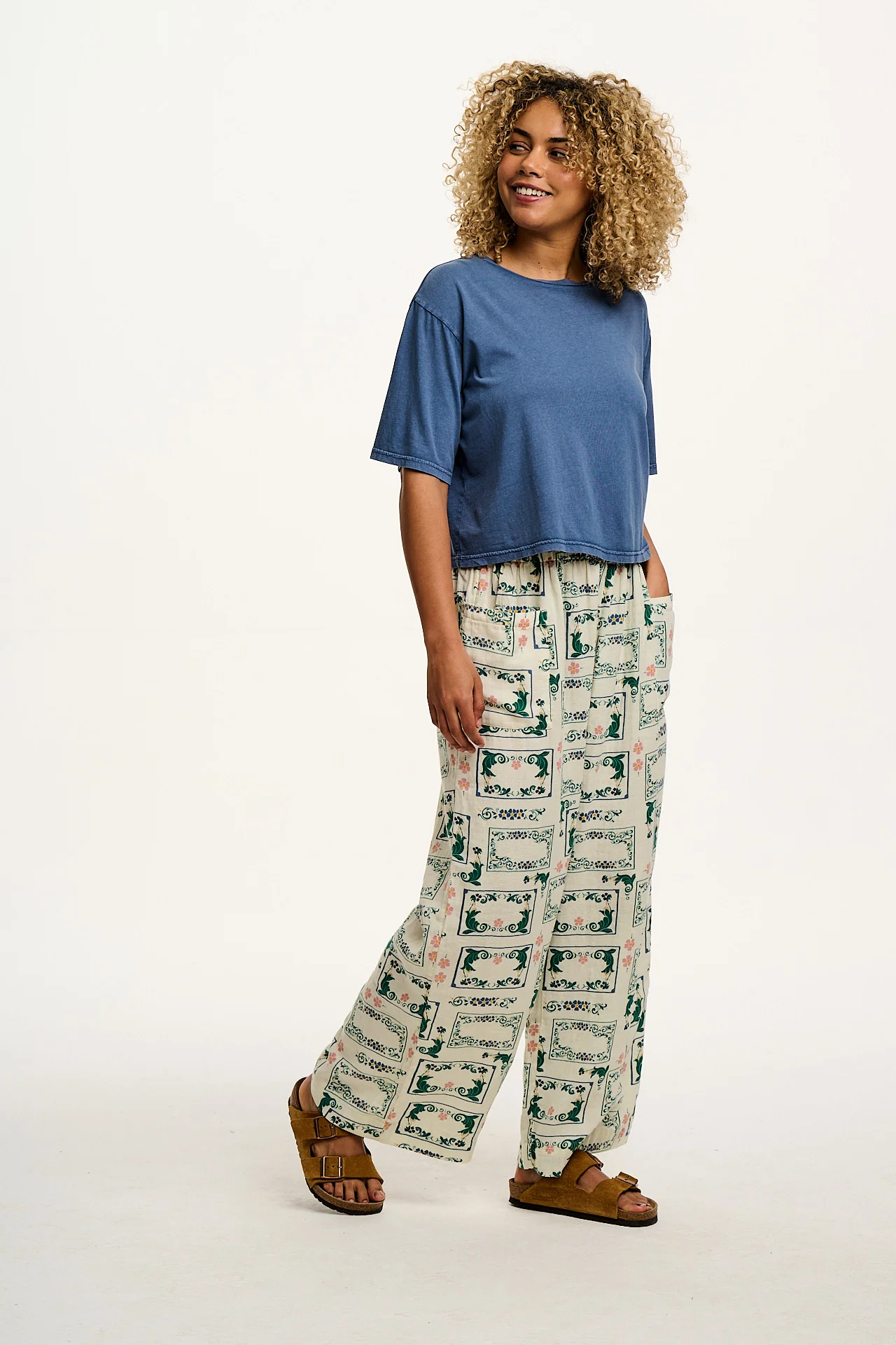 Sierra - Wide Leg  Cotton Trousers in Sweet Pea Print