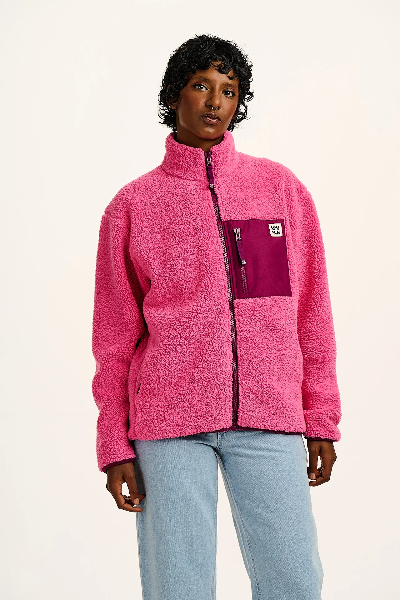 Harper - Borg Fleece Jacket in Pink