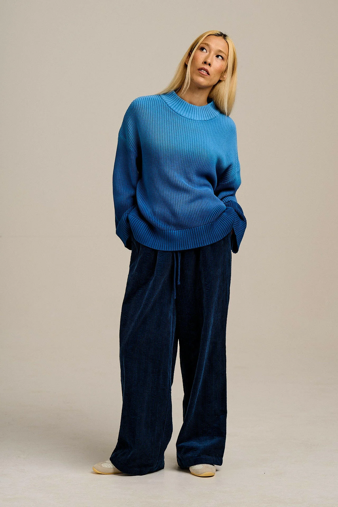 Amari - Oversized Knitted Jumper in Inked Blue Ombre