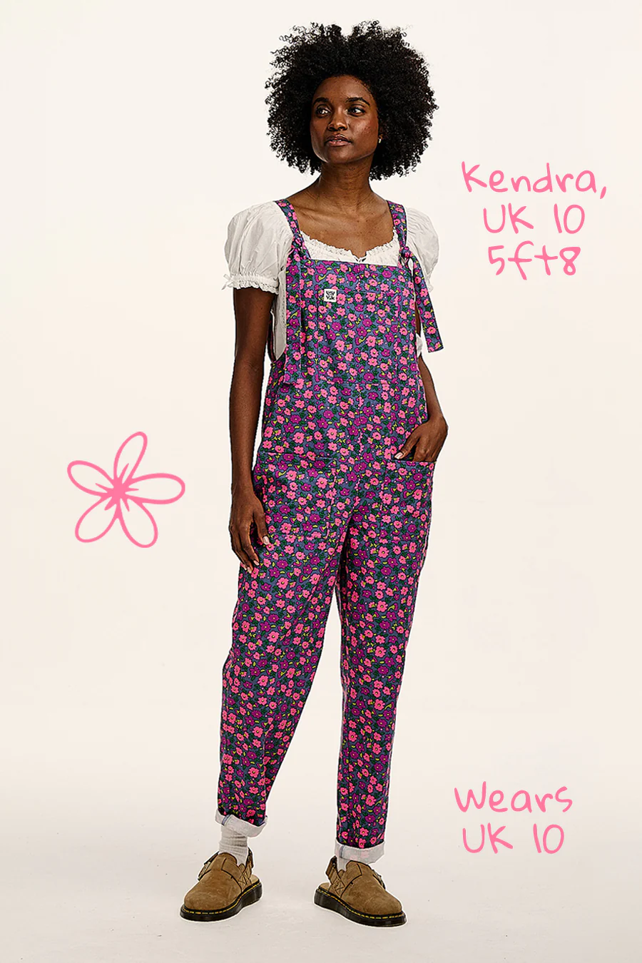 Original - Cotton Dungarees in Purple Ditsy Floral Print