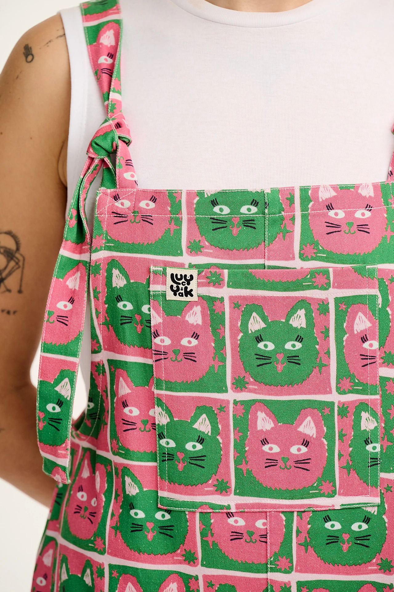 L.E Original - Cotton Dungarees in Cat Print