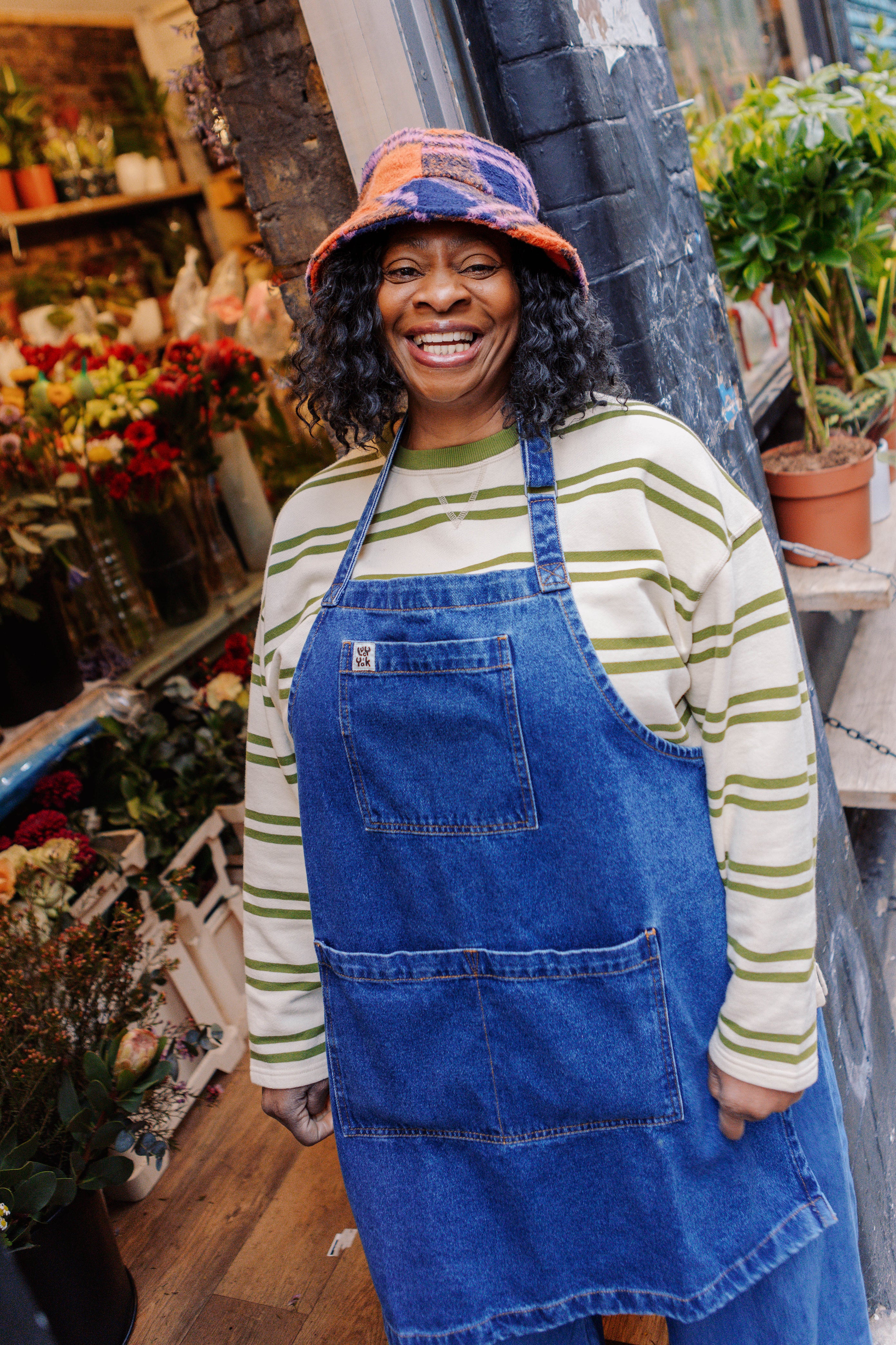 Ada - Heavyweight Denim Apron in Mid Wash Blue