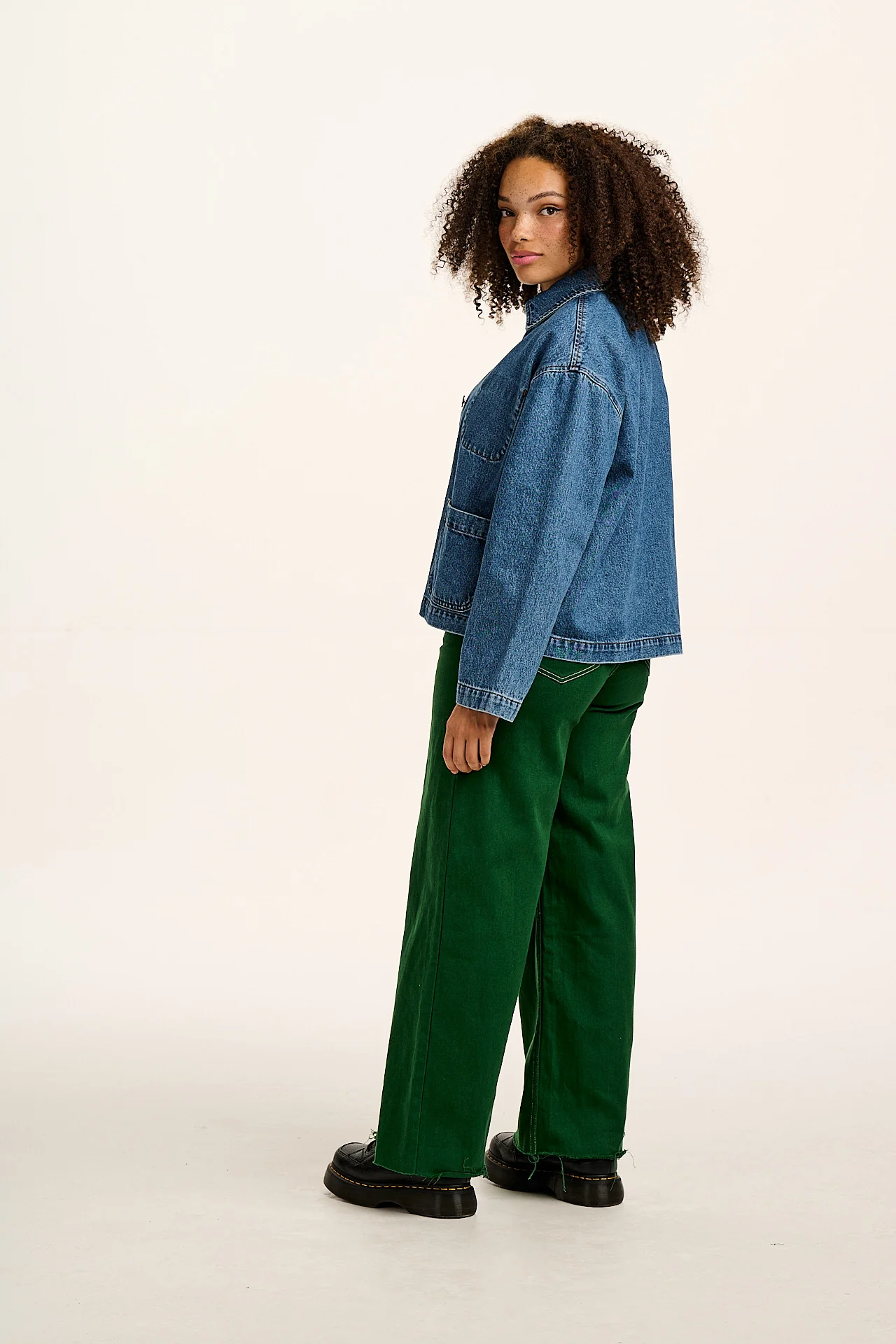 Connie - Denim Jacket in Mid Wash Blue