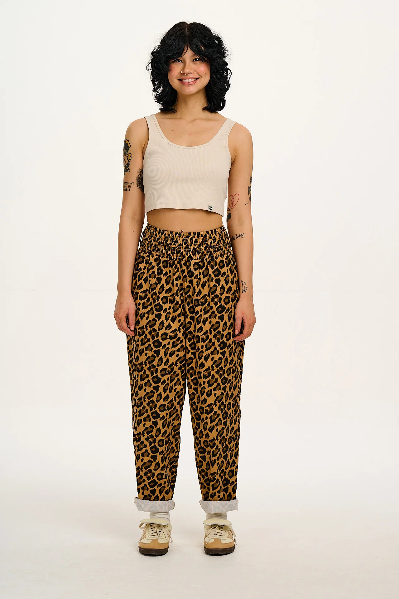Alexa - Cotton Trousers in Leopard Print
