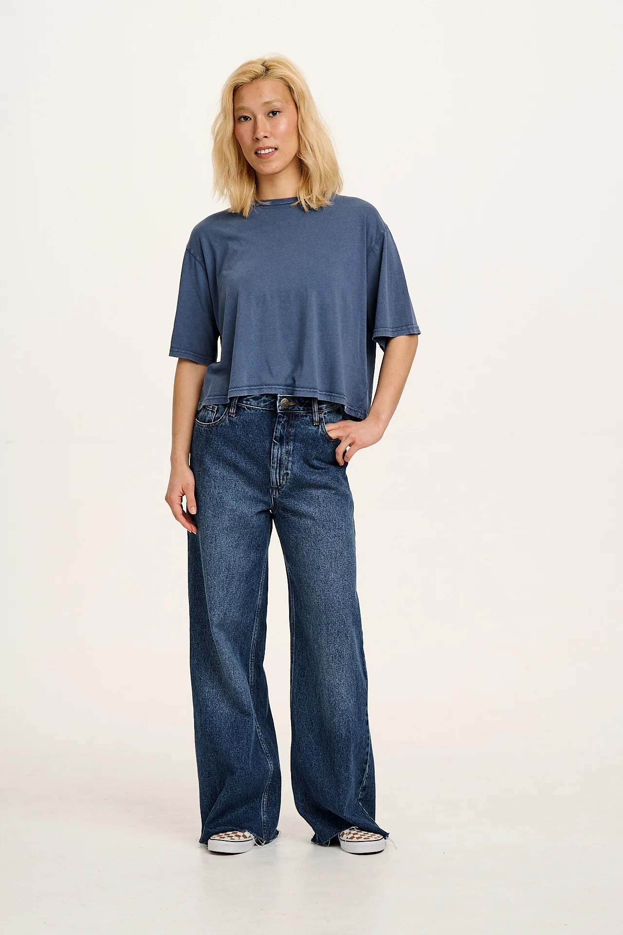 Zayla - Cropped Boxy Tee in Vintage Indigo