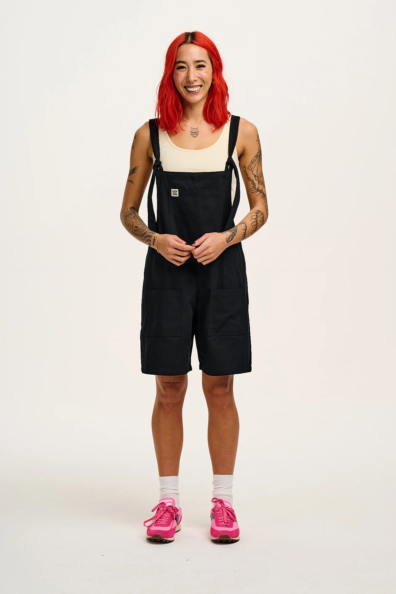 Original - Cotton Dungaree Shorts in Black