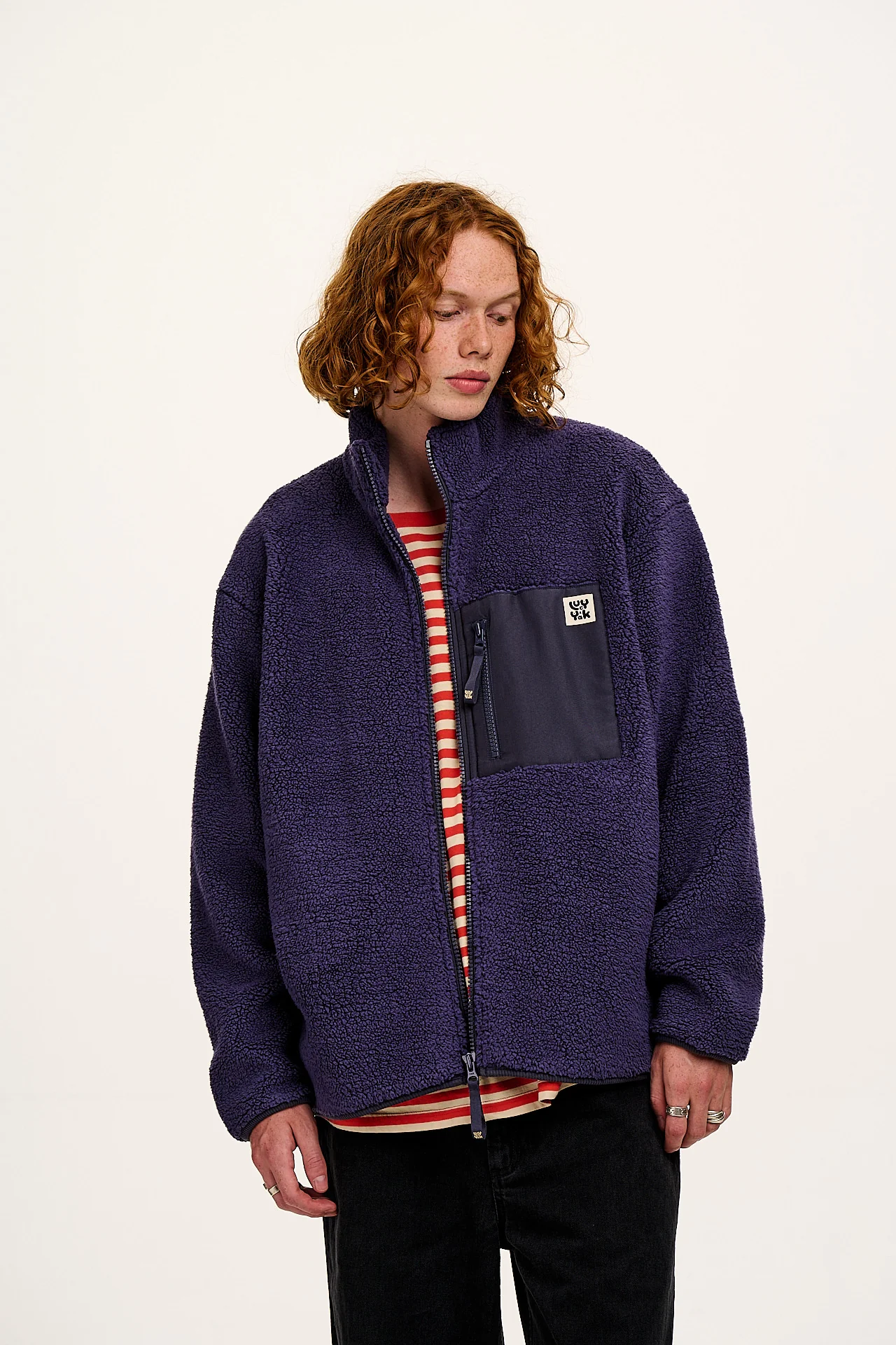 Harper - Borg Fleece Jacket in Blueberry