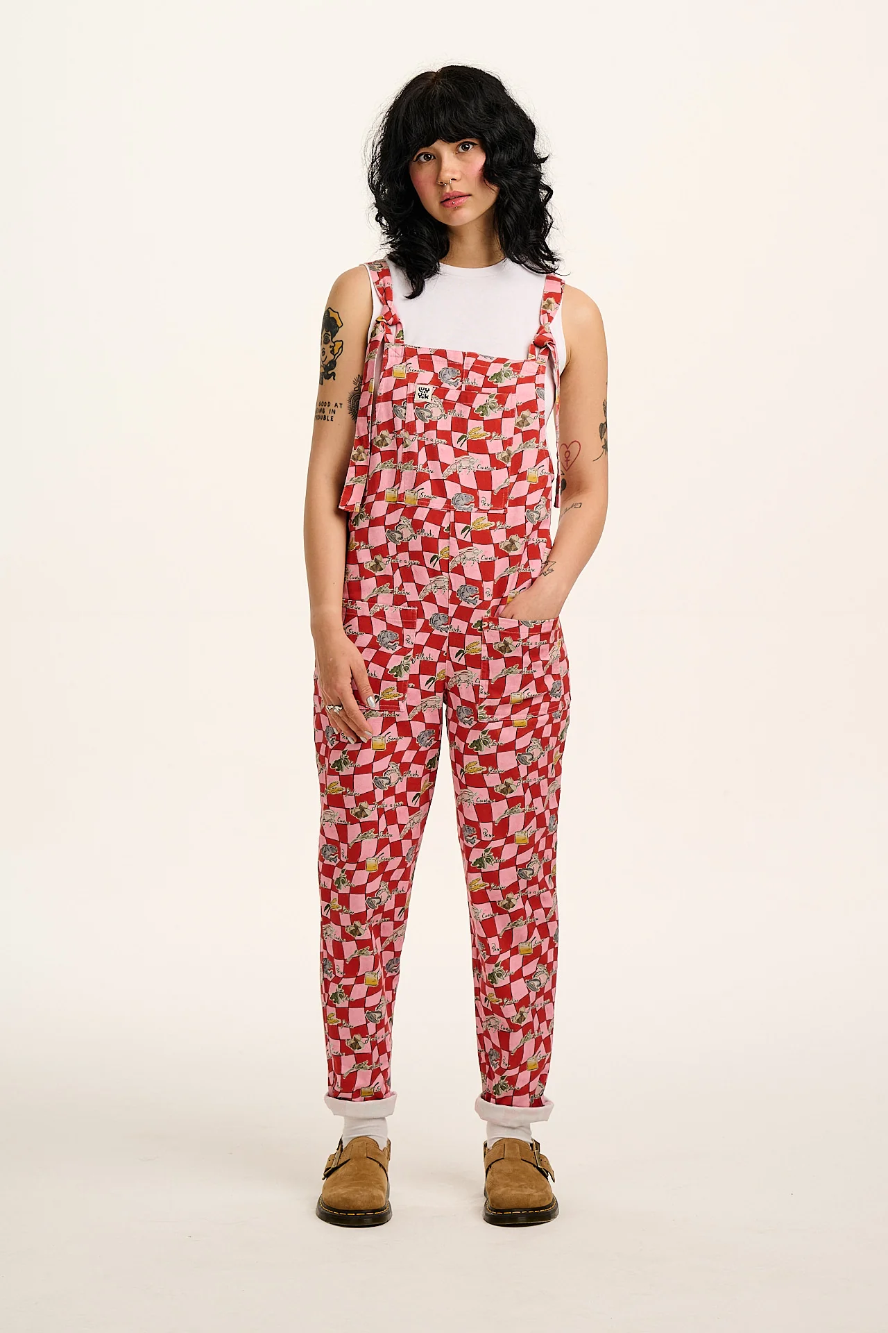 Original - Cotton Dungarees in Pink & Red Sorrento Print