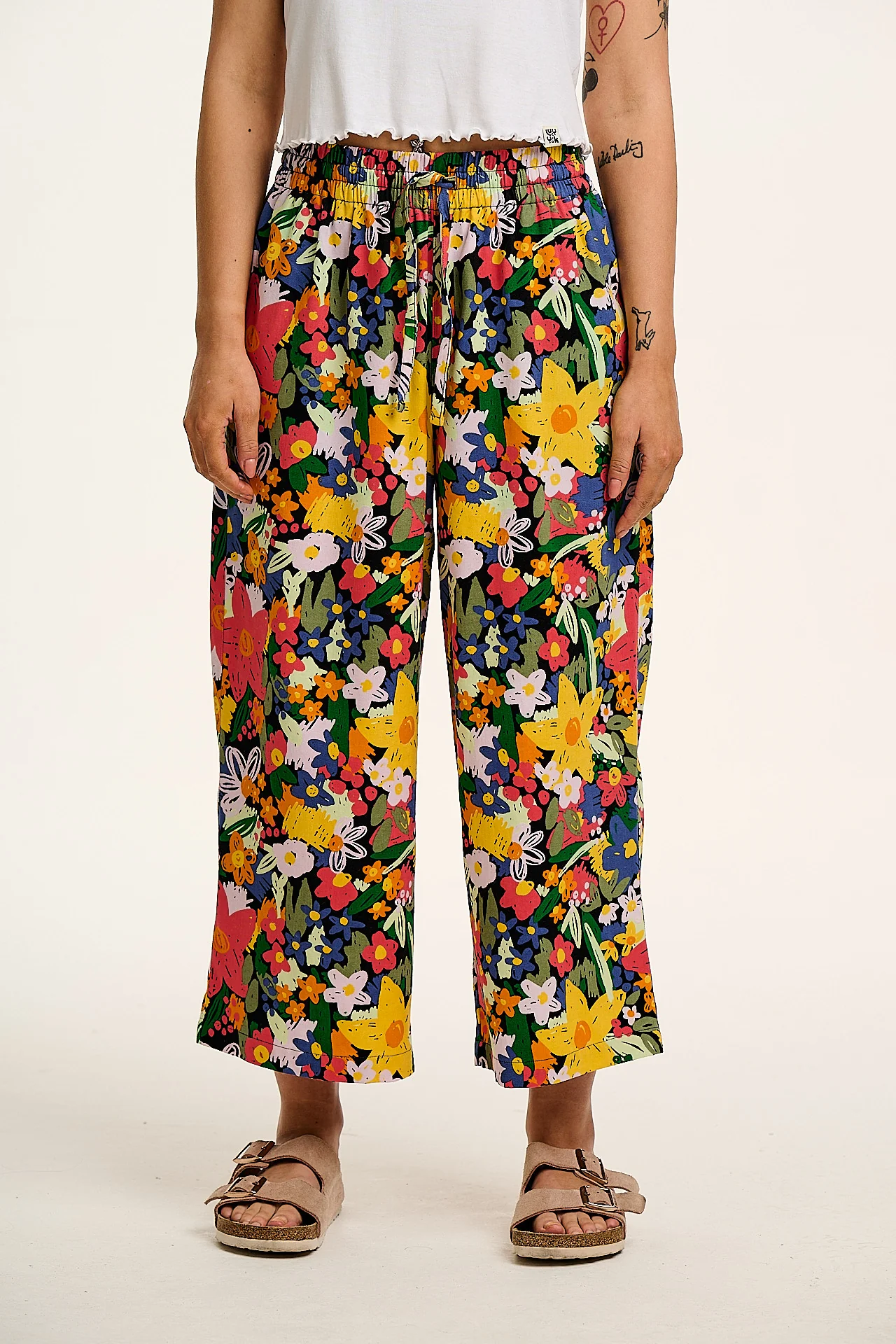 Chuck - Wide Leg Cotton Trousers in Eloise Floral Print
