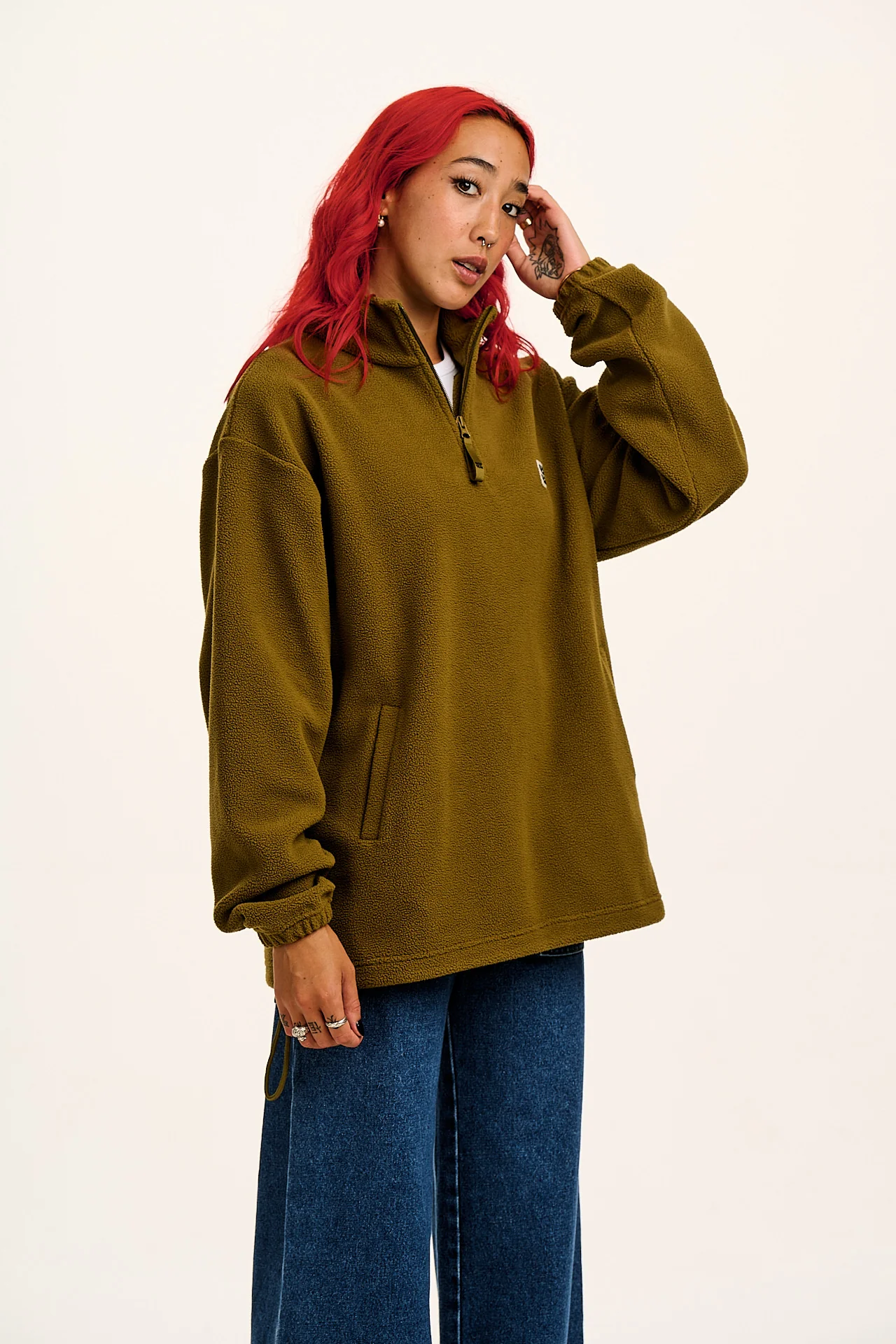 Stevie - Polar Fleece in Khaki Green