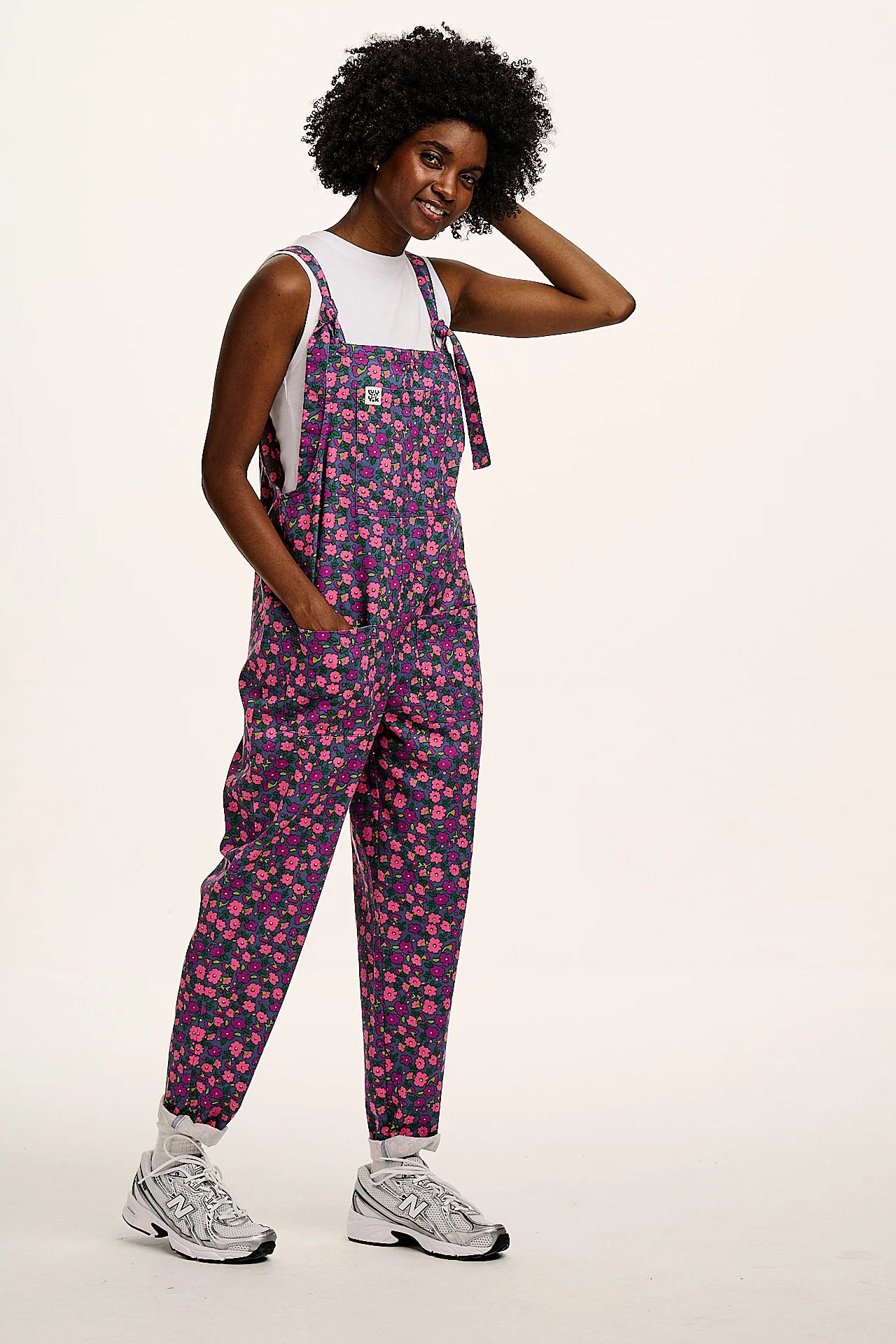 Original - Cotton Dungarees in Purple Ditsy Floral Print