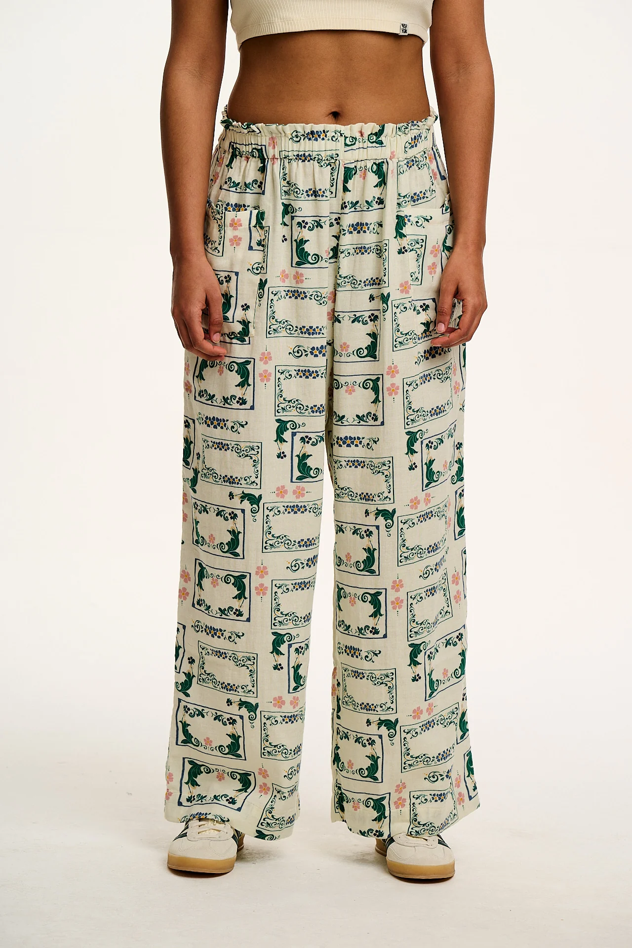 Sierra - Wide Leg  Cotton Trousers in Sweet Pea Print