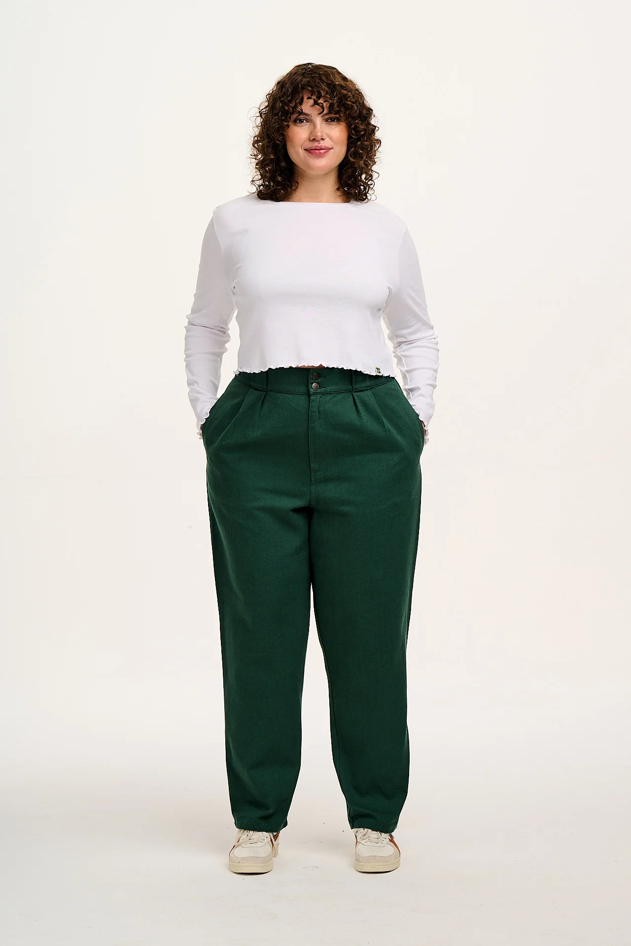 Addison - Cotton Jeans in Posy Green