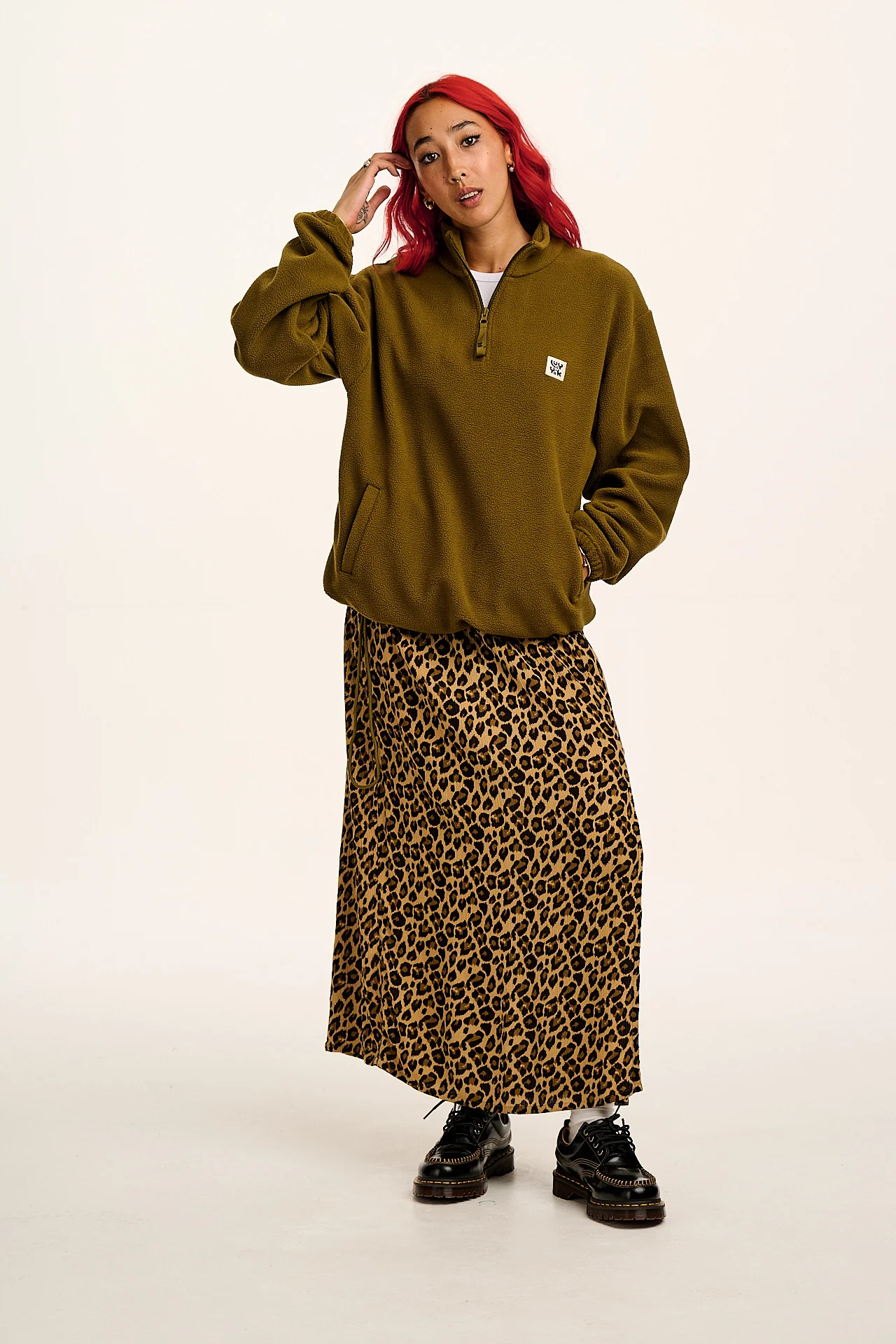 Stevie - Polar Fleece in Khaki Green