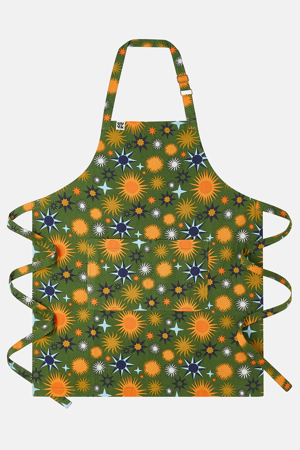 Amaia - Midweight Cotton Apron in Green Ember Print
