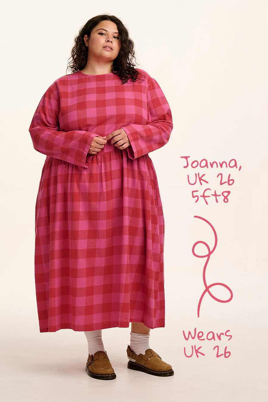 Micah - Midi Dress in Pink Checkerboard