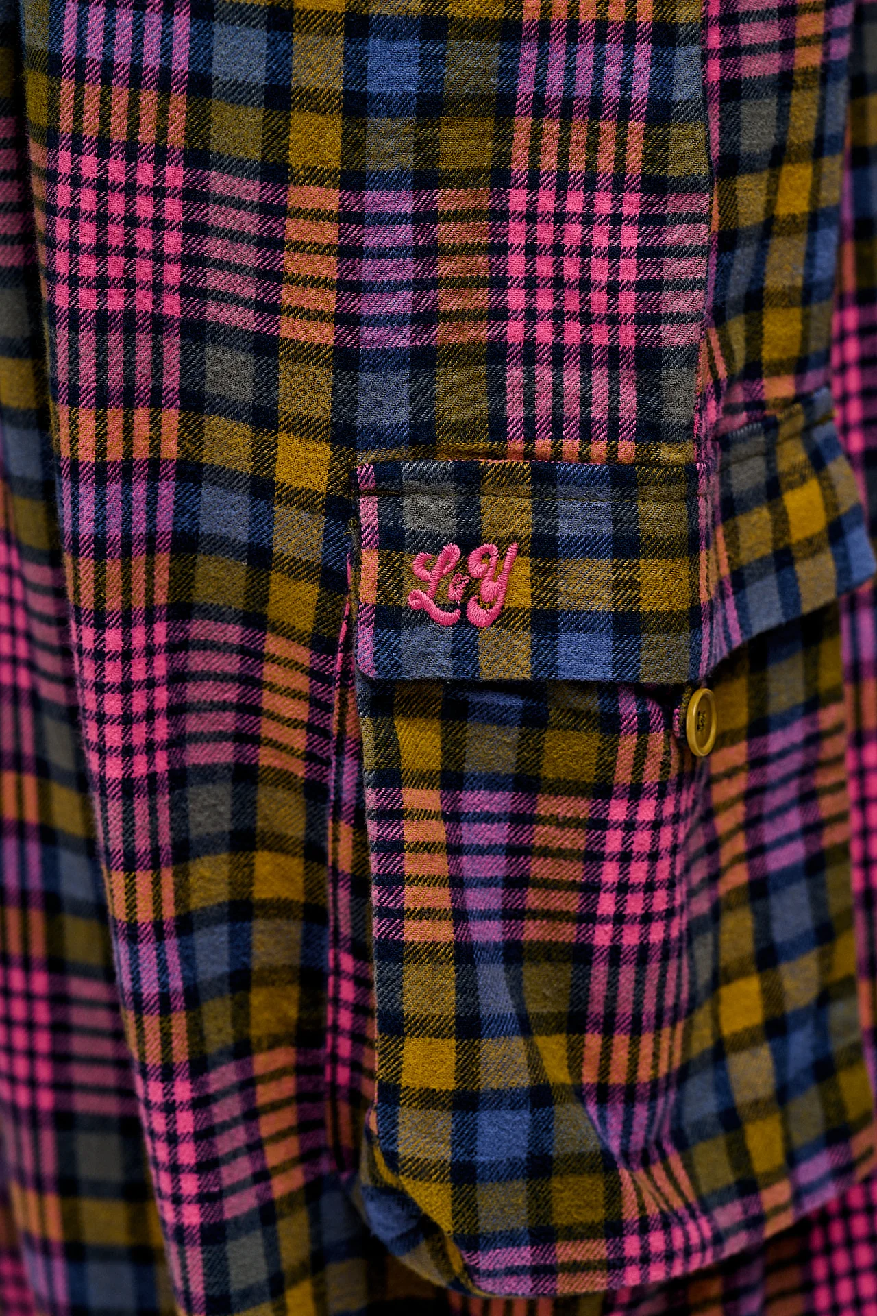 Miyada - Brushed Cotton Dungarees in Grunge Purple Check